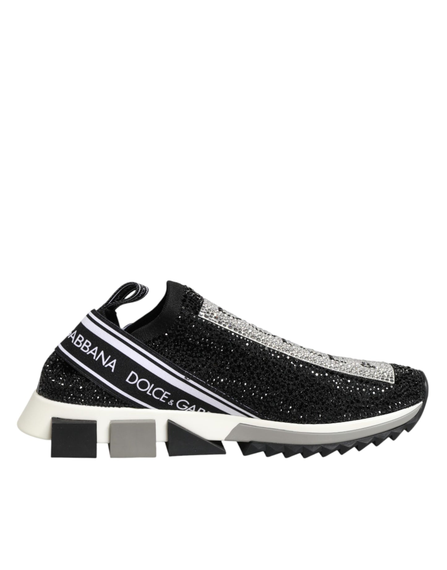 Dolce & Gabbana Black Silver Slip On Sorrento Sneakers Shoes Curated Luxury Accessories by Orvyn