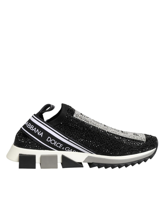 Dolce & Gabbana Black Silver Slip On Sorrento Sneakers Shoes Curated Luxury Accessories by Orvyn