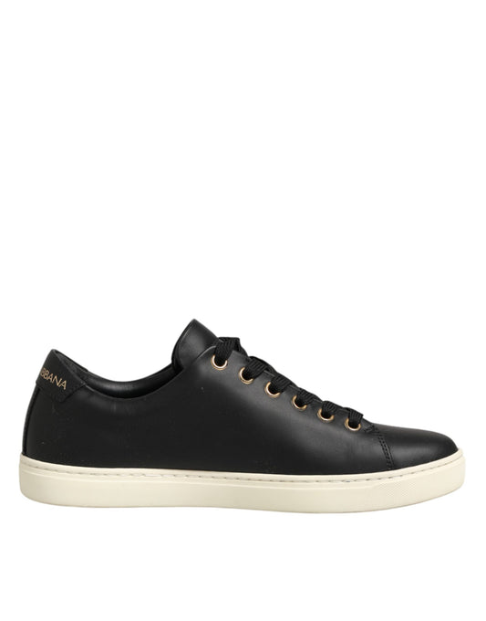 Dolce & Gabbana Black Leather Sacred Heart Sneakers Shoes Curated Luxury Accessories by Orvyn