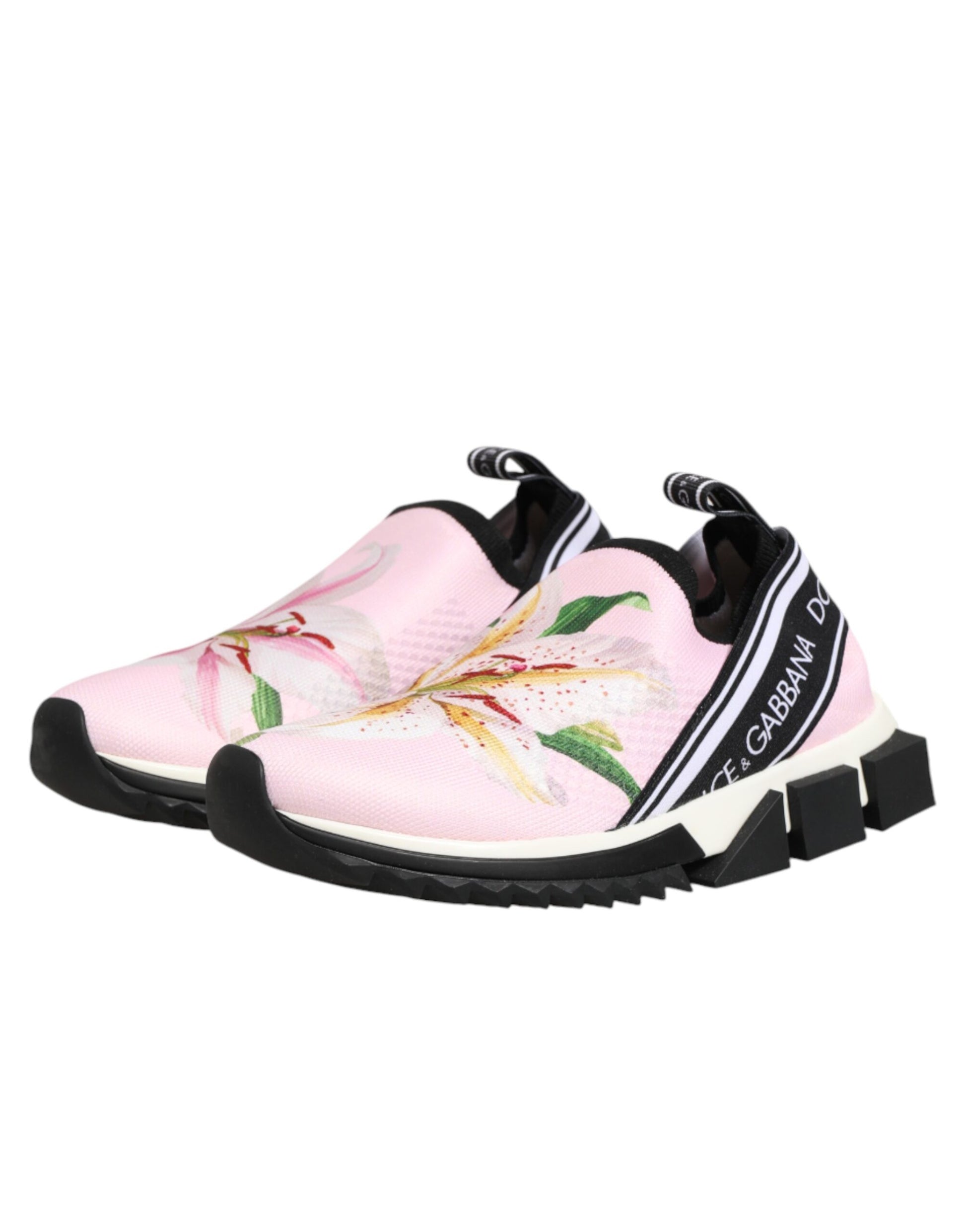 Dolce & Gabbana Pink Floral Sorrento Low Top Sneakers Shoes Curated Luxury Accessories by Orvyn