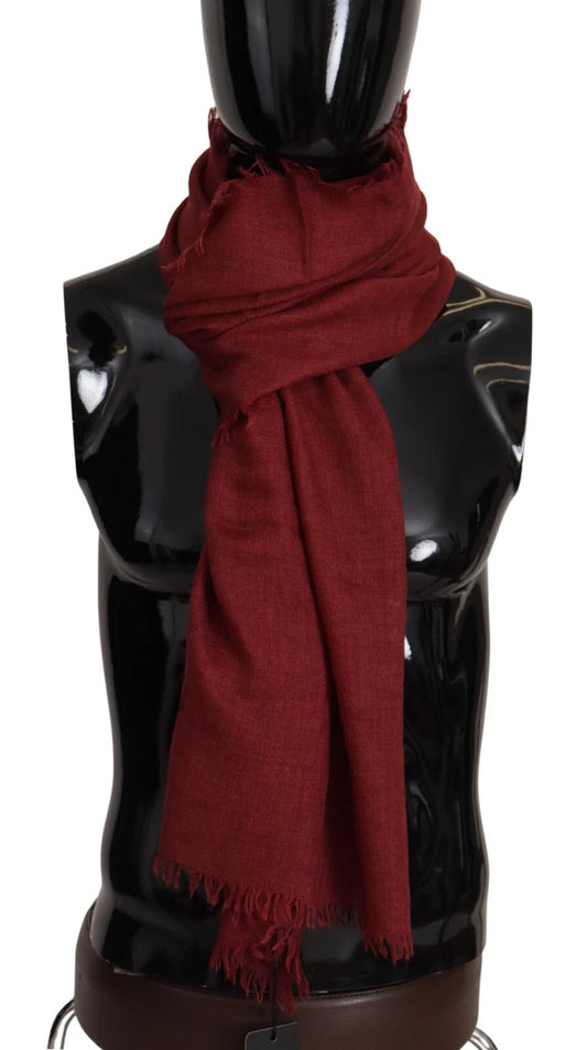 Dolce & Gabbana Red DG Crown Cashmere Silk Shawl Fringe Wrap Scarf Curated Luxury Accessories by Orvyn