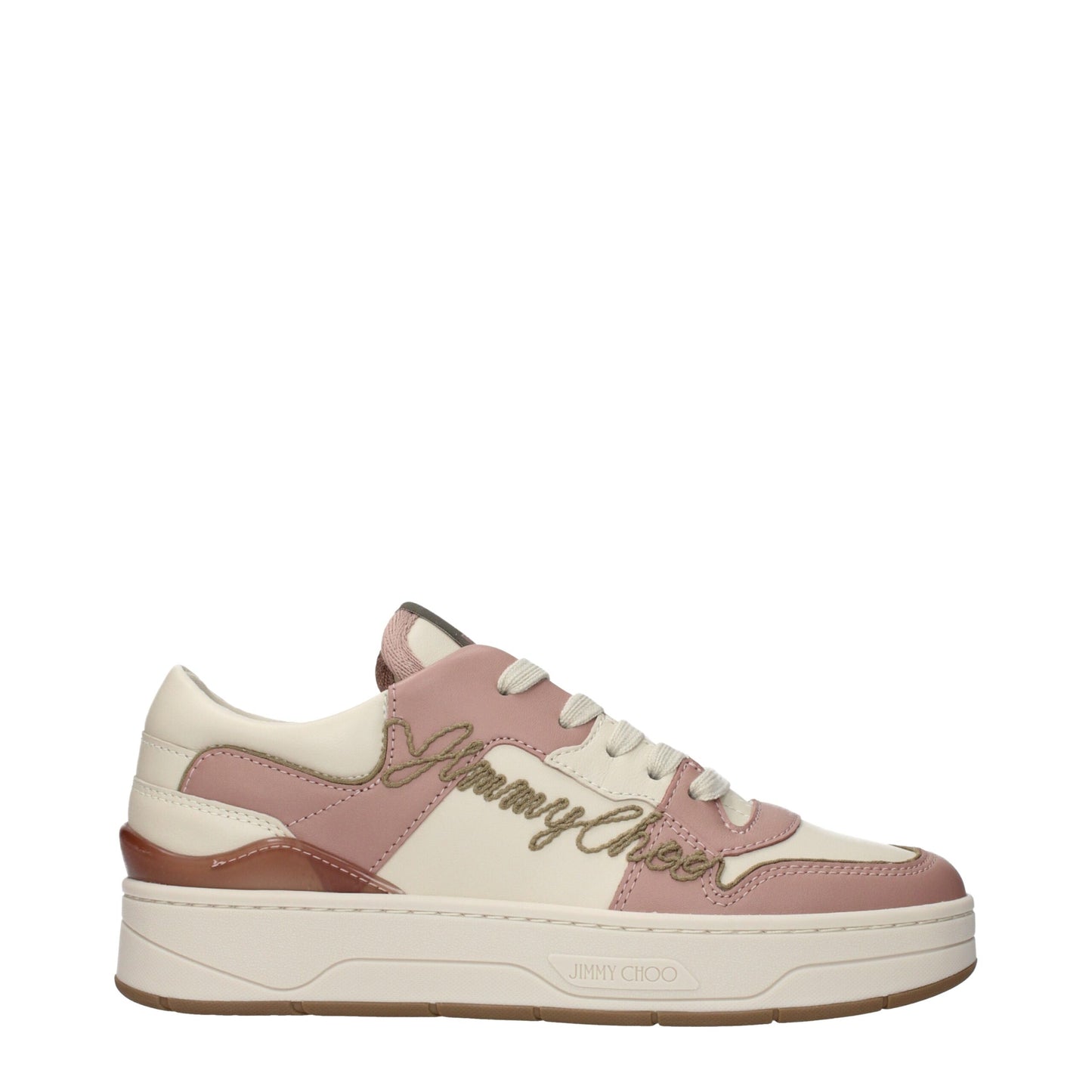 Jimmy Choo Pink Leather Low Top Sneakers Curated Luxury Accessories by Orvyn