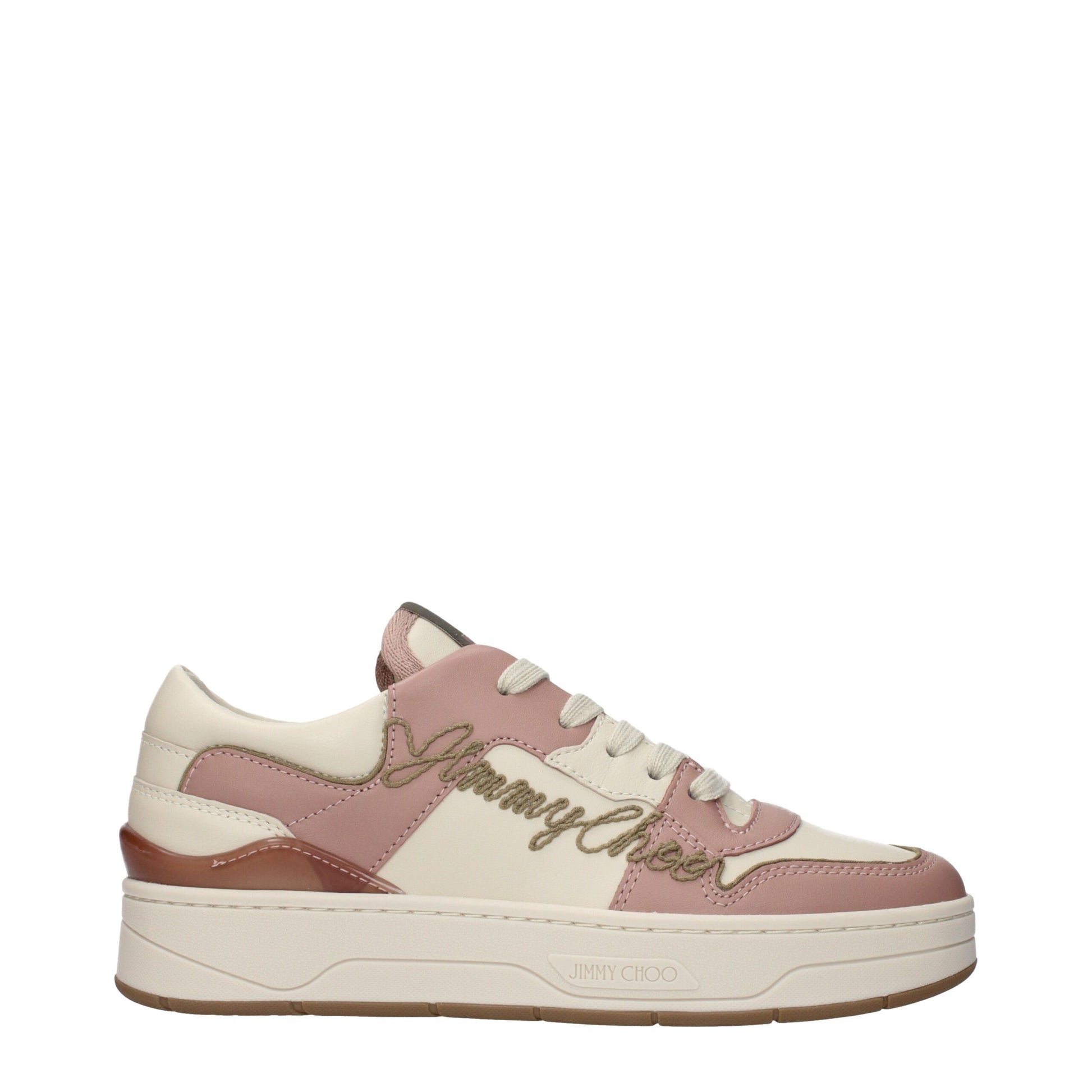 Jimmy Choo Pink Leather Low Top Sneakers Curated Luxury Accessories by Orvyn