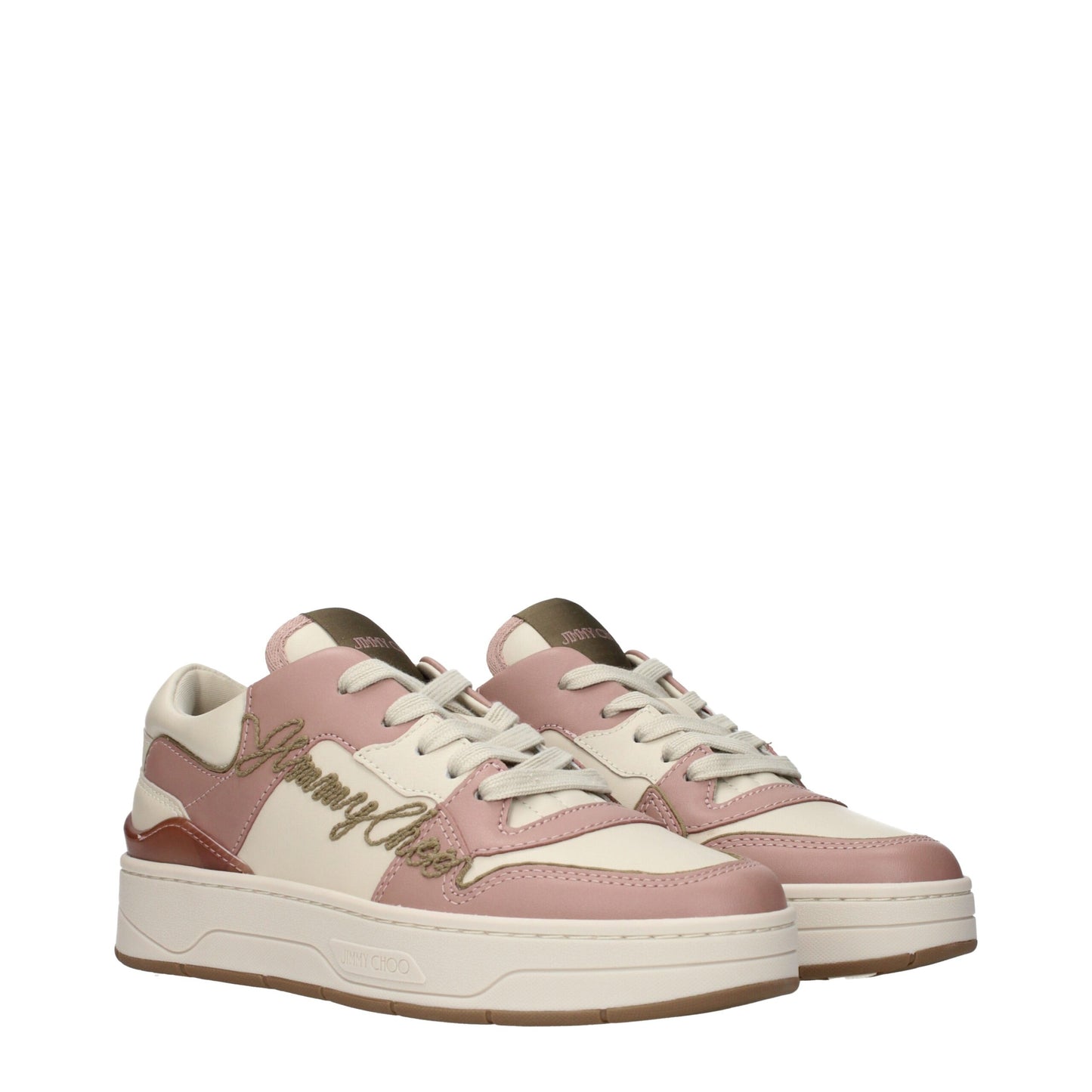 Jimmy Choo Pink Leather Low Top Sneakers Curated Luxury Accessories by Orvyn