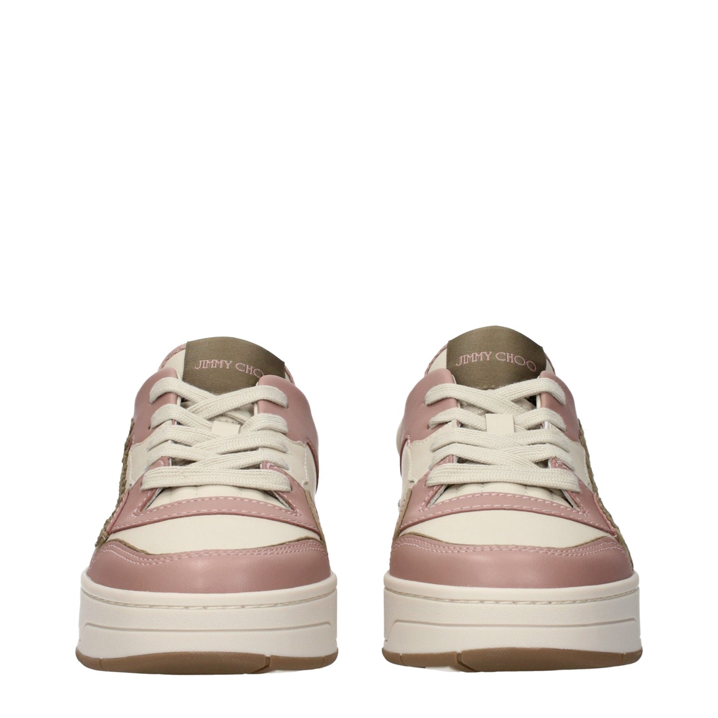 Jimmy Choo Pink Leather Low Top Sneakers Curated Luxury Accessories by Orvyn
