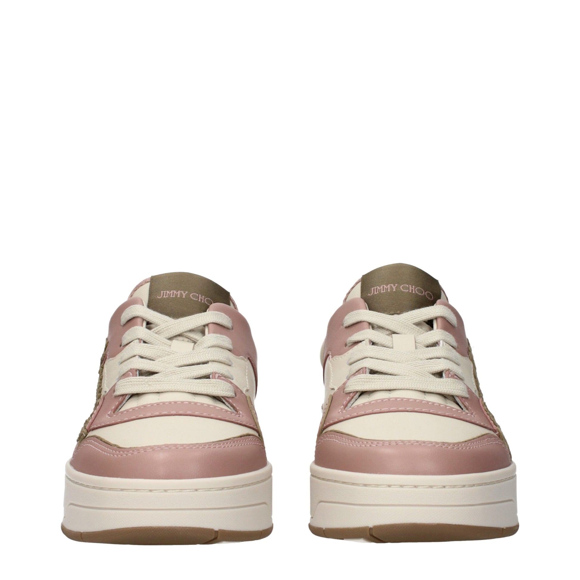 Jimmy Choo Pink Leather Low Top Sneakers Curated Luxury Accessories by Orvyn