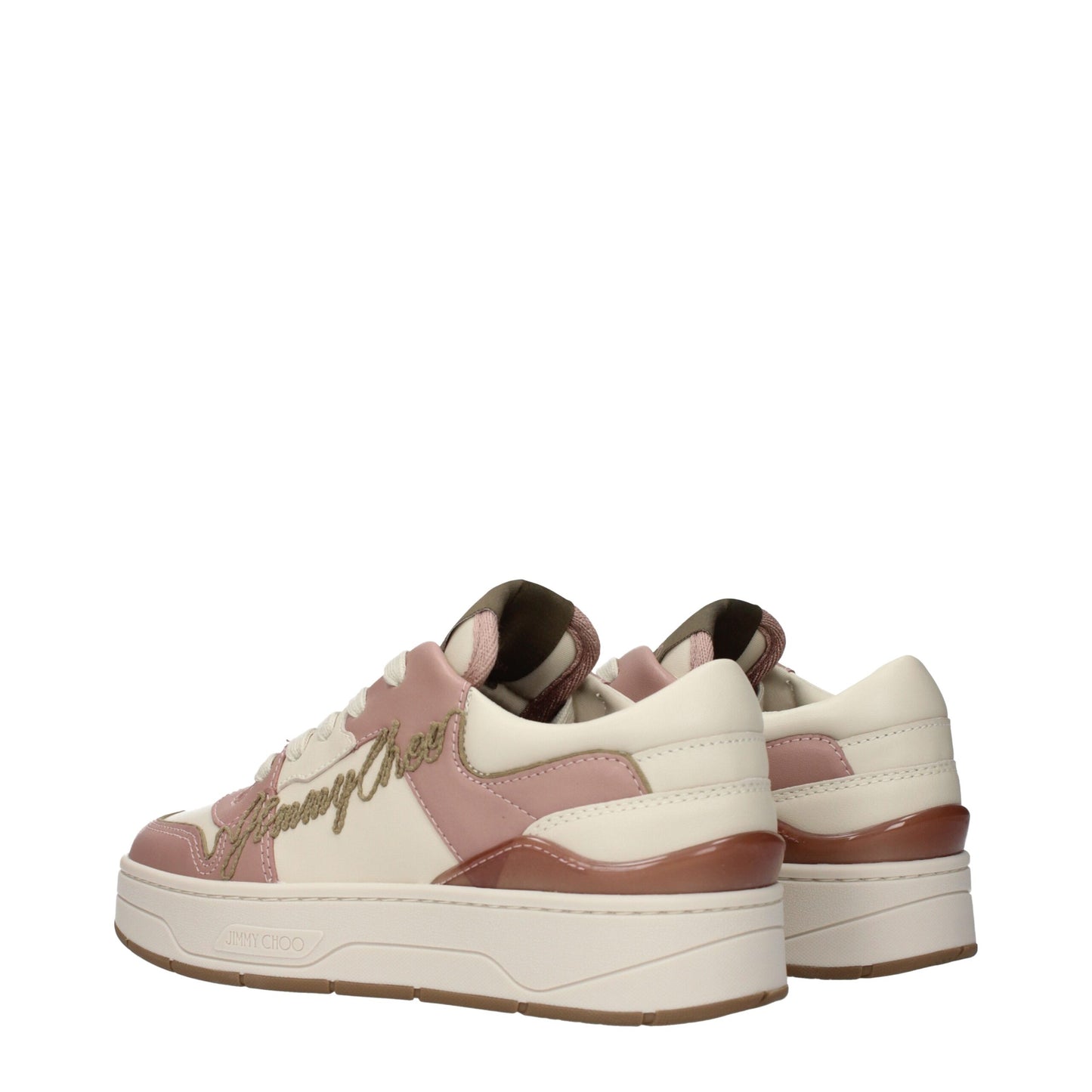 Jimmy Choo Pink Leather Low Top Sneakers Curated Luxury Accessories by Orvyn