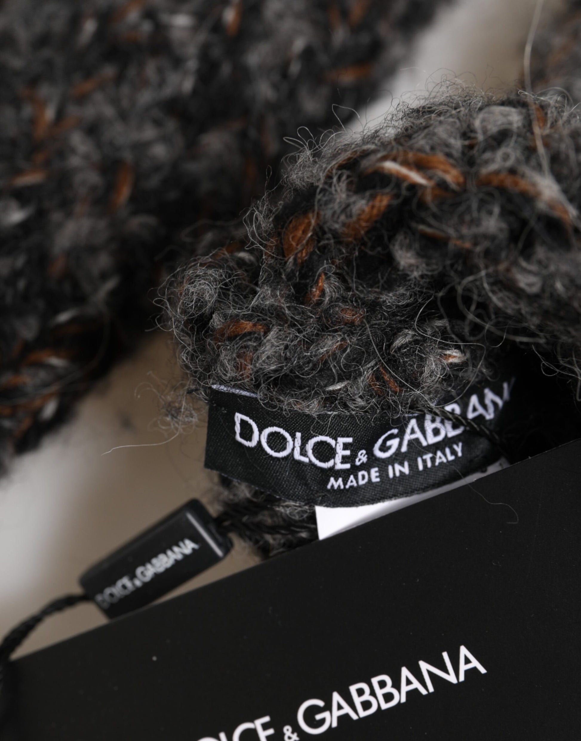 Dolce & Gabbana Gray Virgin Wool Knitted Fingerless Men Gloves Curated Luxury Accessories by Orvyn