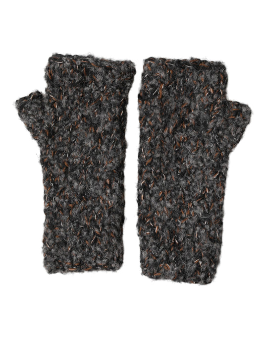 Dolce & Gabbana Gray Virgin Wool Knitted Fingerless Men Gloves grau