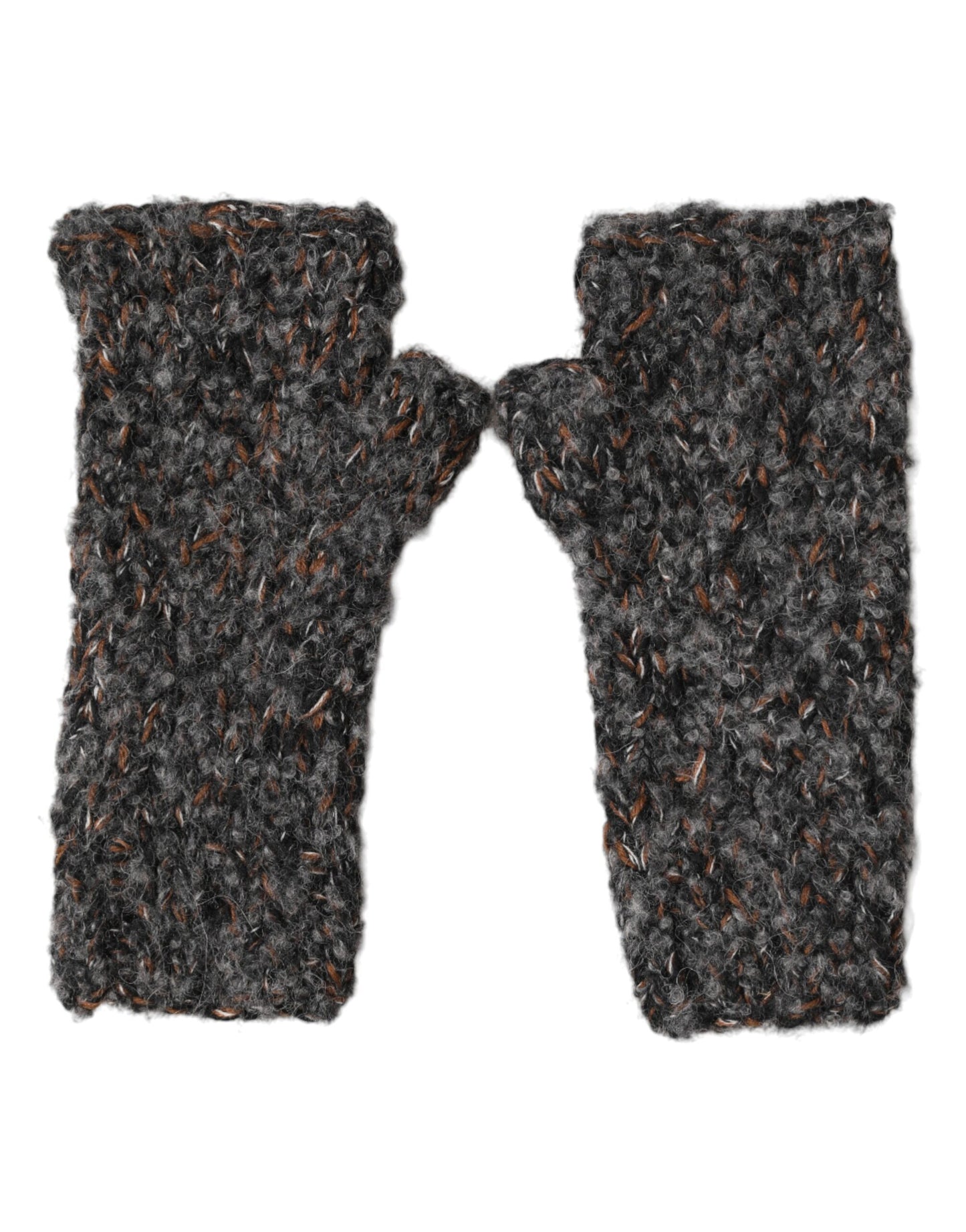 Dolce & Gabbana Gray Virgin Wool Knitted Fingerless Men Gloves Curated Luxury Accessories by Orvyn