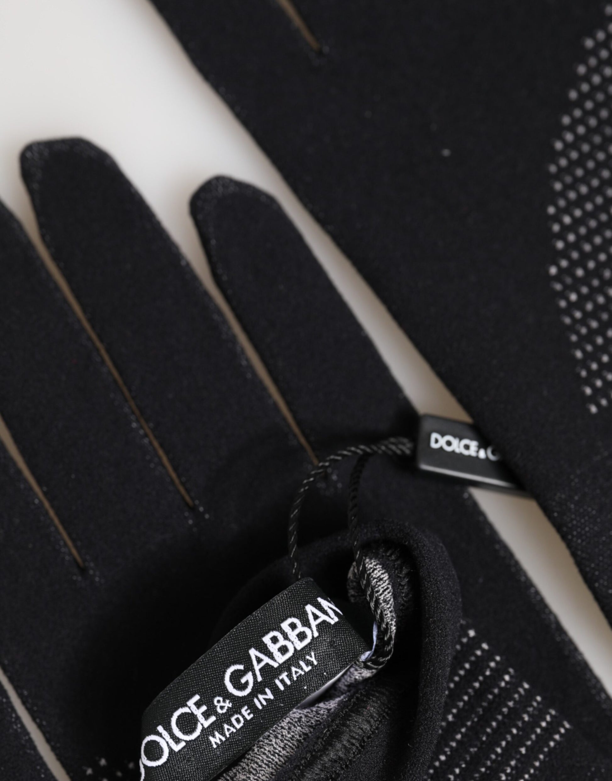 Dolce & Gabbana Black DG Logo Cotton Hands Mitten Men Gloves Curated Luxury Accessories by Orvyn