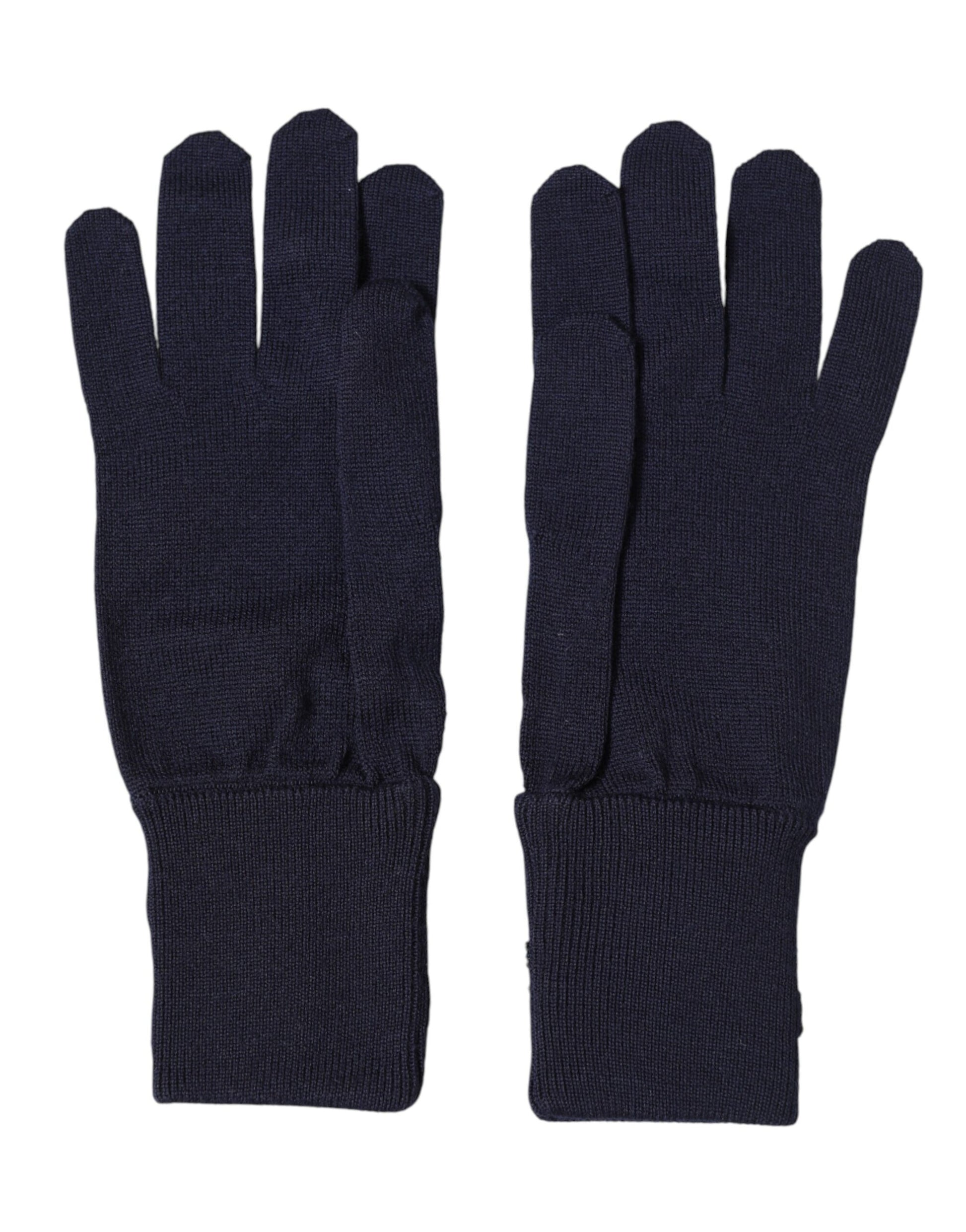 Dolce & Gabbana Blue Wool Knit #DGLovesLondon Embroidered Mitten Gloves Curated Luxury Accessories by Orvyn