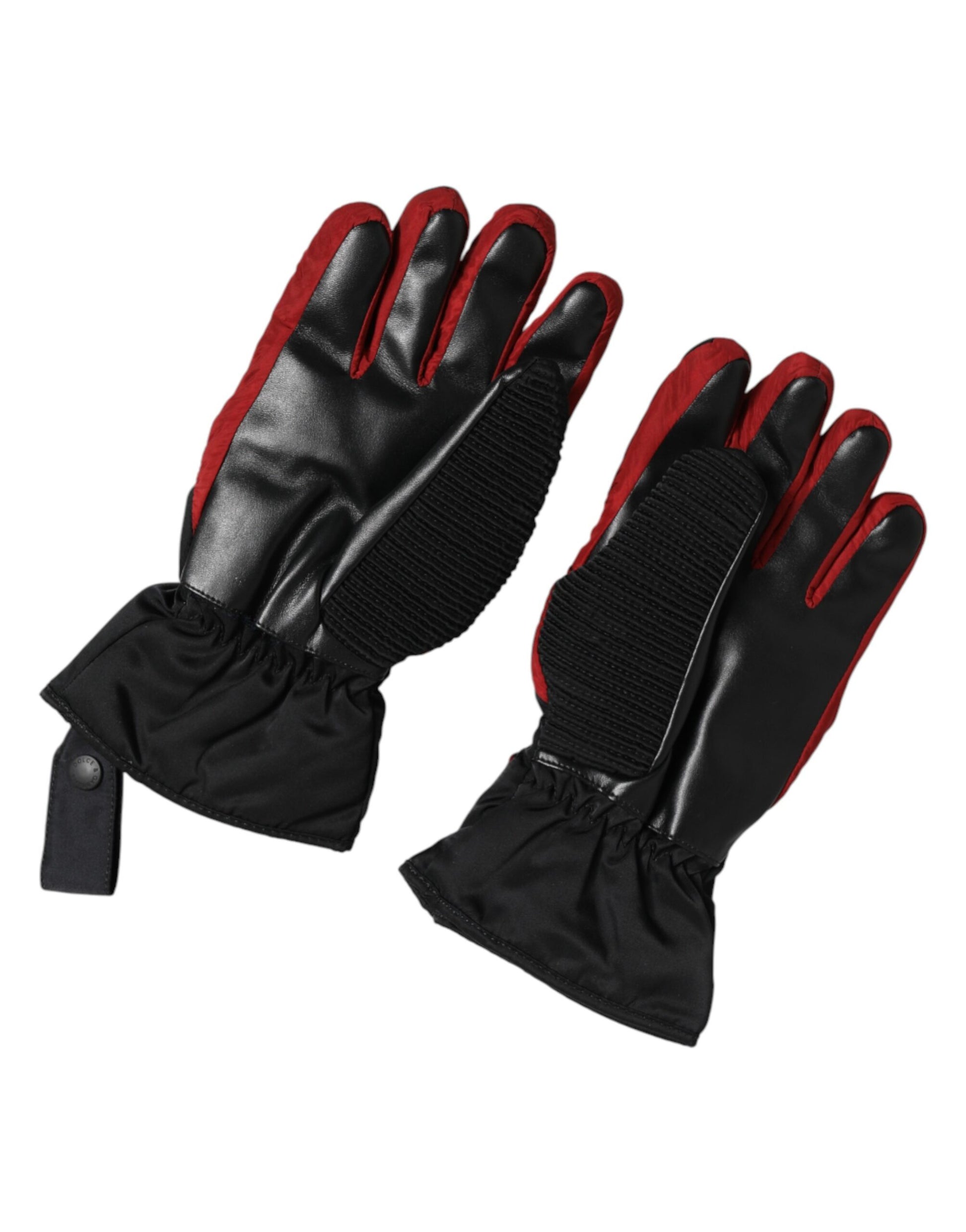 Dolce & Gabbana Black Red Nylon Wrist Length Mitten Gloves Curated Luxury Accessories by Orvyn