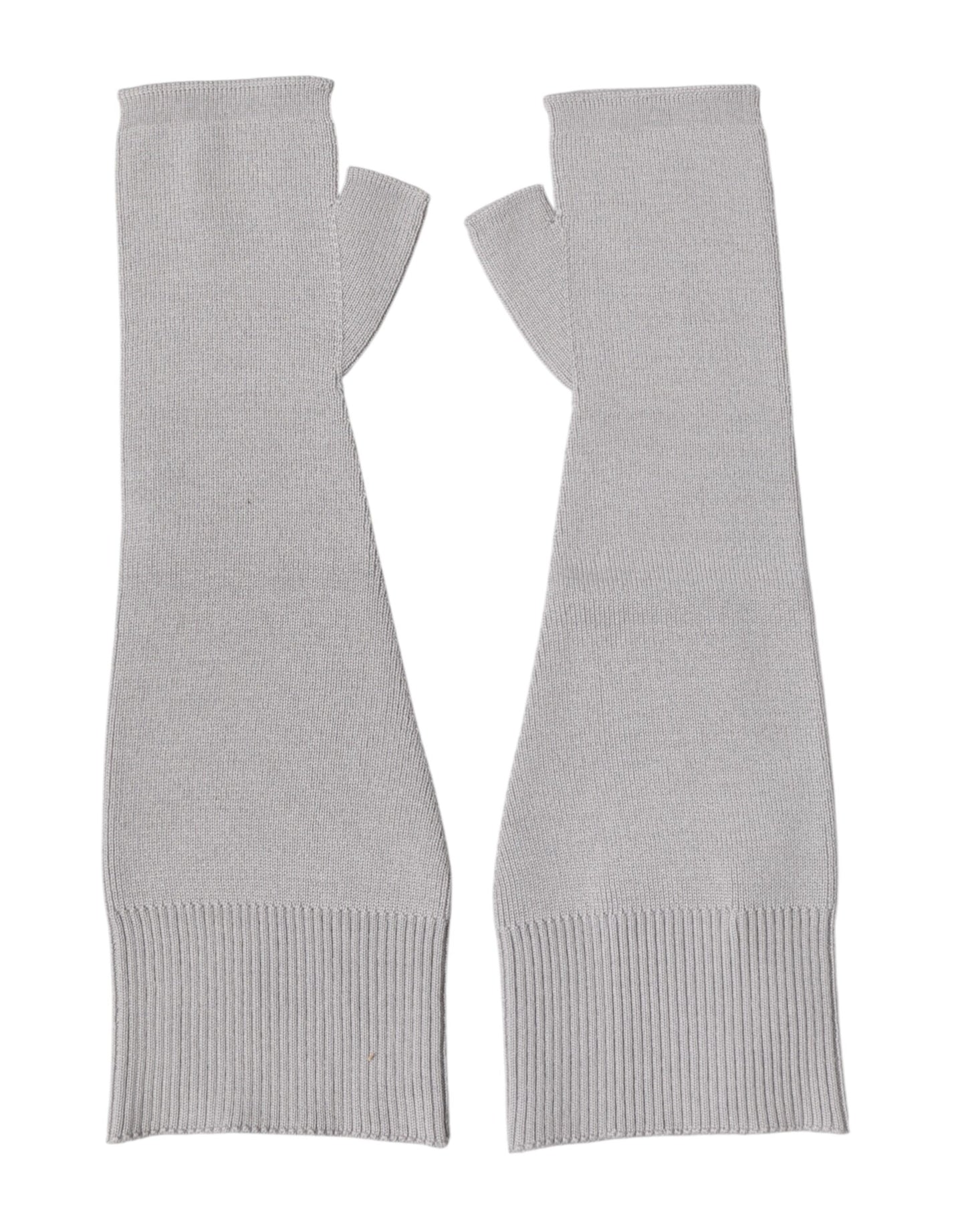 Dolce & Gabbana Gray Virgin Wool Knitted Fingerless Men Gloves Curated Luxury Accessories by Orvyn