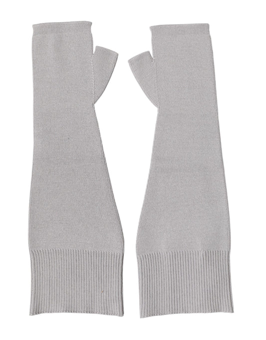 Dolce & Gabbana Gray Virgin Wool Knitted Fingerless Men Gloves Curated Luxury Accessories by Orvyn