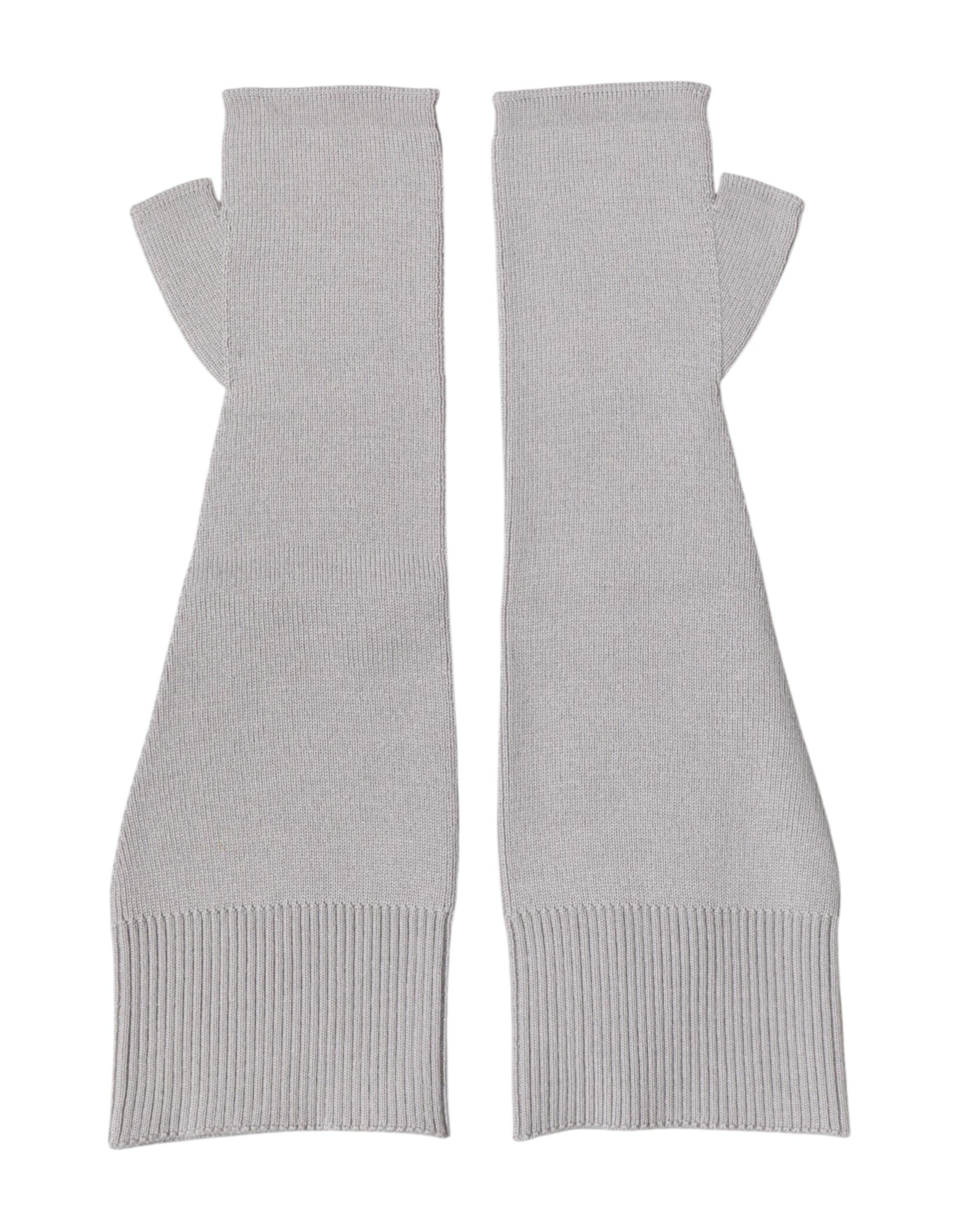 Dolce & Gabbana Gray Virgin Wool Knitted Fingerless Men Gloves Curated Luxury Accessories by Orvyn