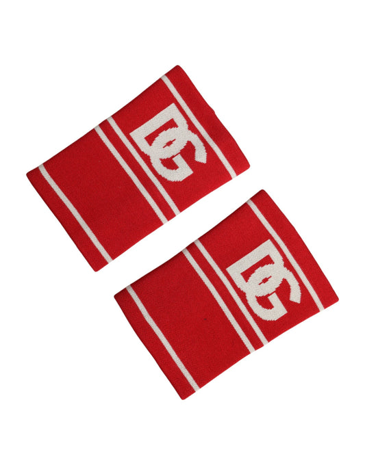 Dolce & Gabbana Red White DG Logo Cotton 1 Pair One SIze Wristband Curated Luxury Accessories by Orvyn