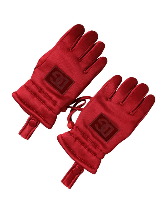 Dolce & Gabbana Red Viscose Motorcycle Biker Mitten Gloves Curated Luxury Accessories by Orvyn
