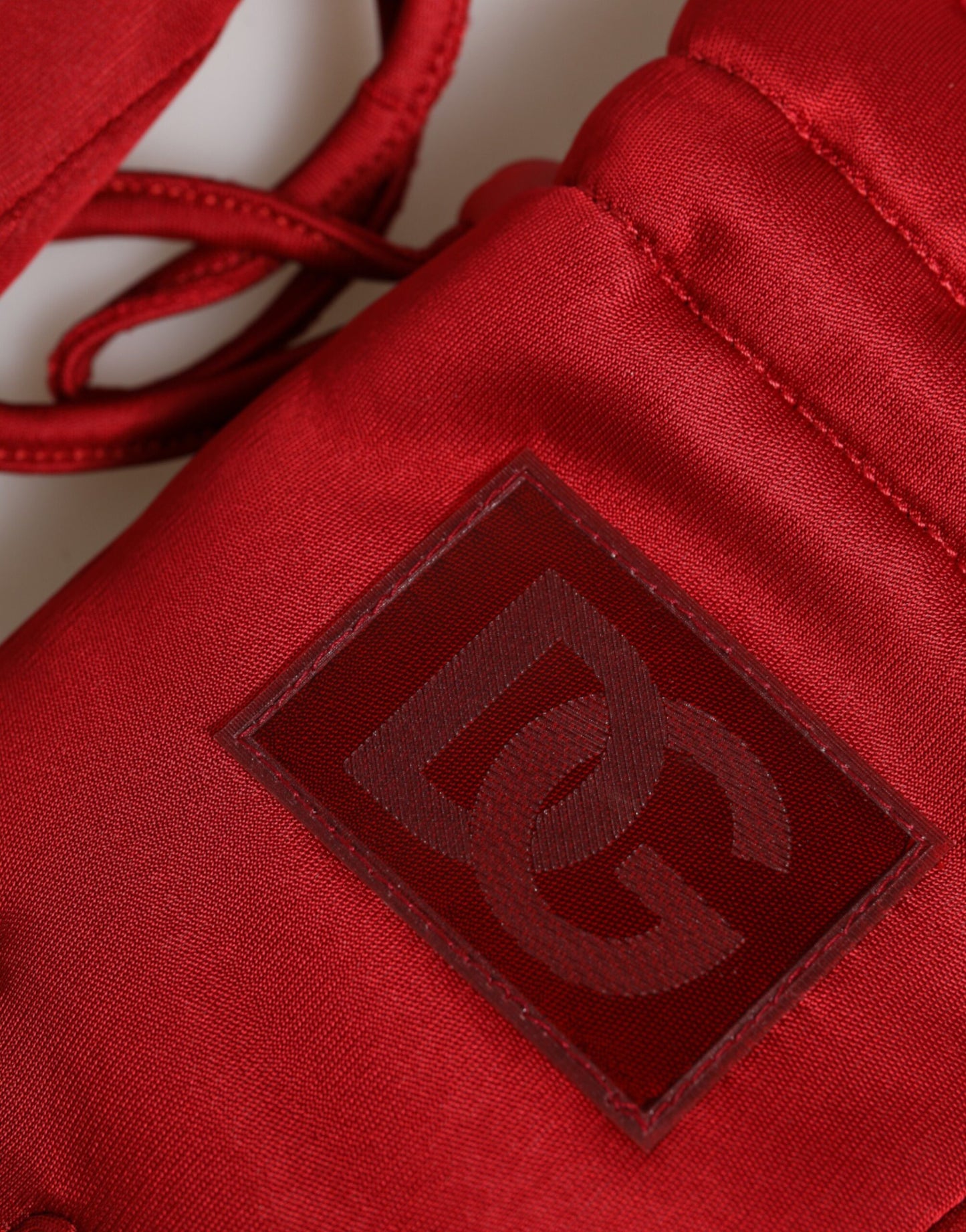 Dolce & Gabbana Red Viscose Motorcycle Biker Mitten Gloves Curated Luxury Accessories by Orvyn