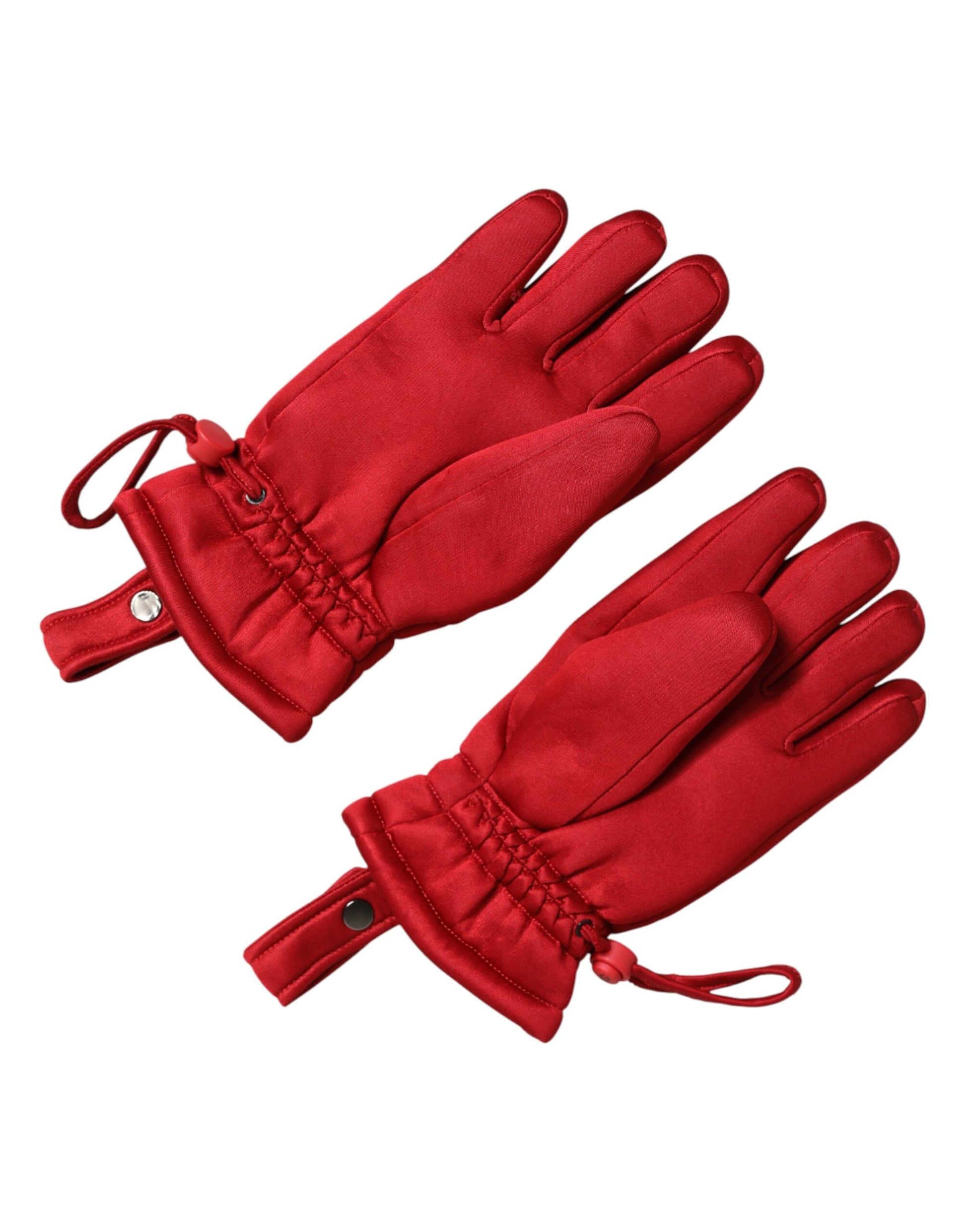 Dolce & Gabbana Red Viscose Motorcycle Biker Mitten Gloves Curated Luxury Accessories by Orvyn