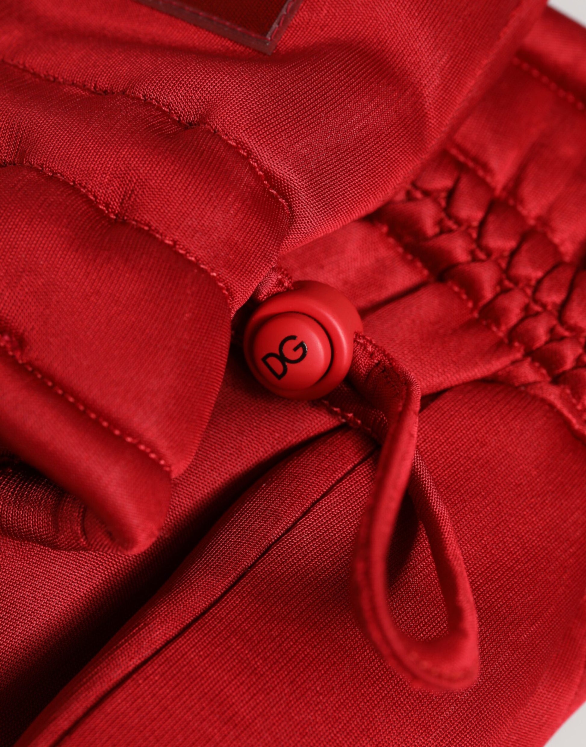 Dolce & Gabbana Red Viscose Motorcycle Biker Mitten Gloves Curated Luxury Accessories by Orvyn