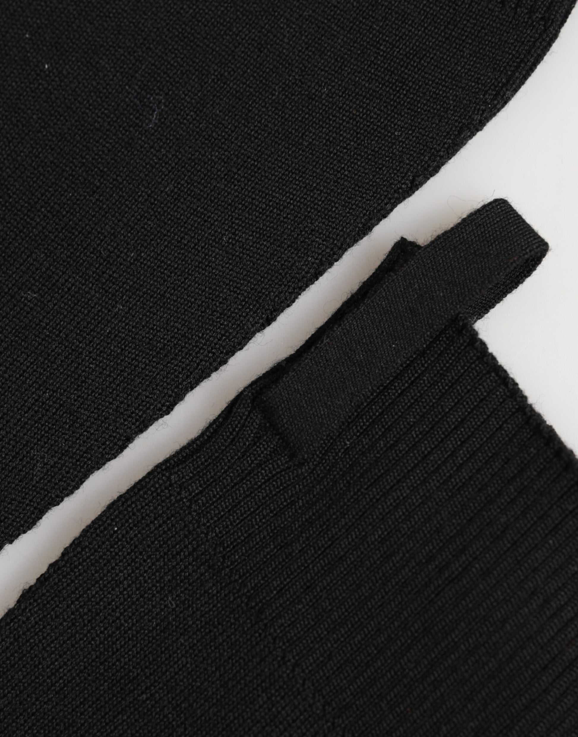 Dolce & Gabbana Black Virgin Wool Knitted Fingerless Men Gloves Curated Luxury Accessories by Orvyn