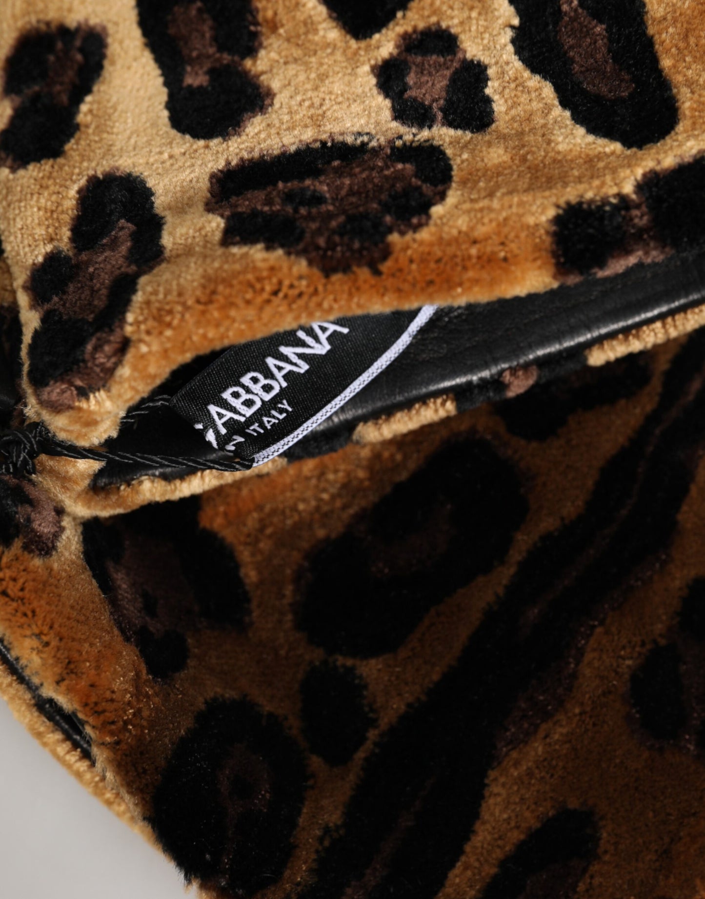 Dolce & Gabbana Brown Black Leopard Leather Elbow Length Mitten Gloves Curated Luxury Accessories by Orvyn