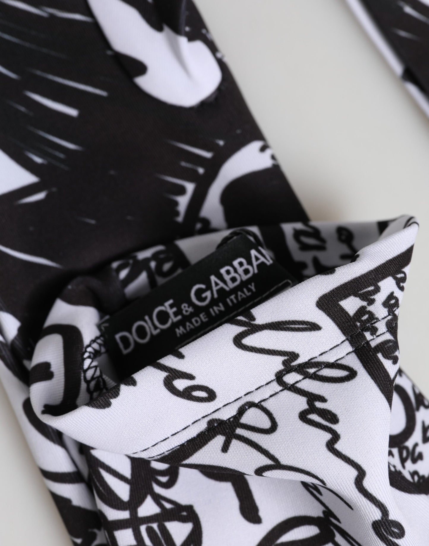 Dolce & Gabbana Gloves Black White DG Logo Elbow Length Mitten Curated Luxury Accessories by Orvyn