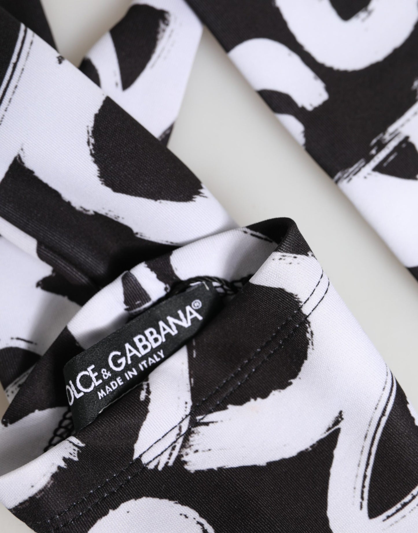 Dolce & Gabbana Black White DG Logo Elbow Length Mitten Gloves Curated Luxury Accessories by Orvyn