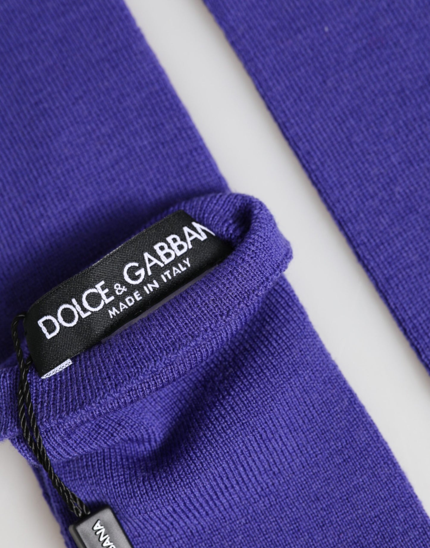 Dolce & Gabbana Violet Wool Fingerless Elbow Length Mitten Gloves Curated Luxury Accessories by Orvyn