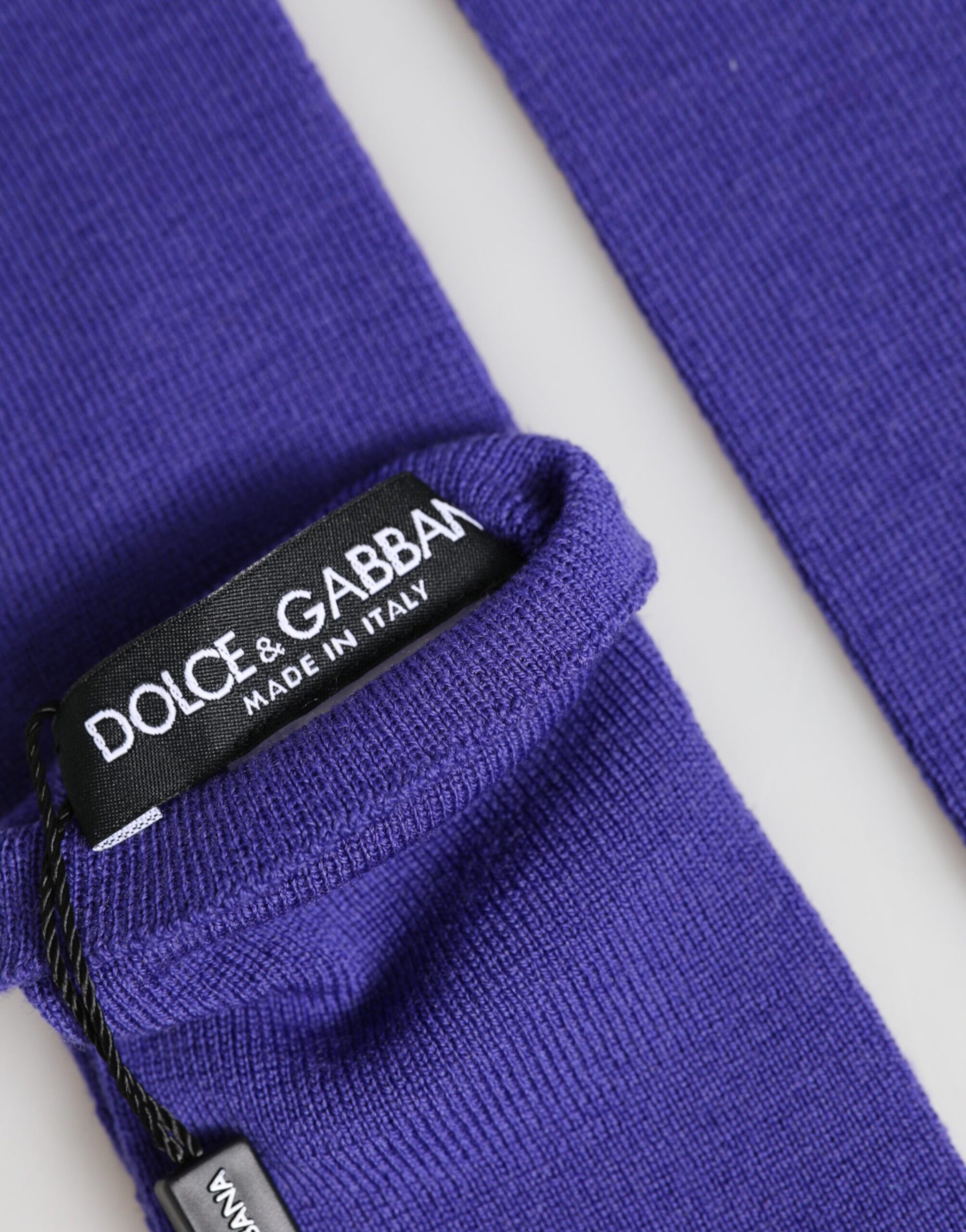 Dolce & Gabbana Violet Wool Fingerless Elbow Length Mitten Gloves Curated Luxury Accessories by Orvyn