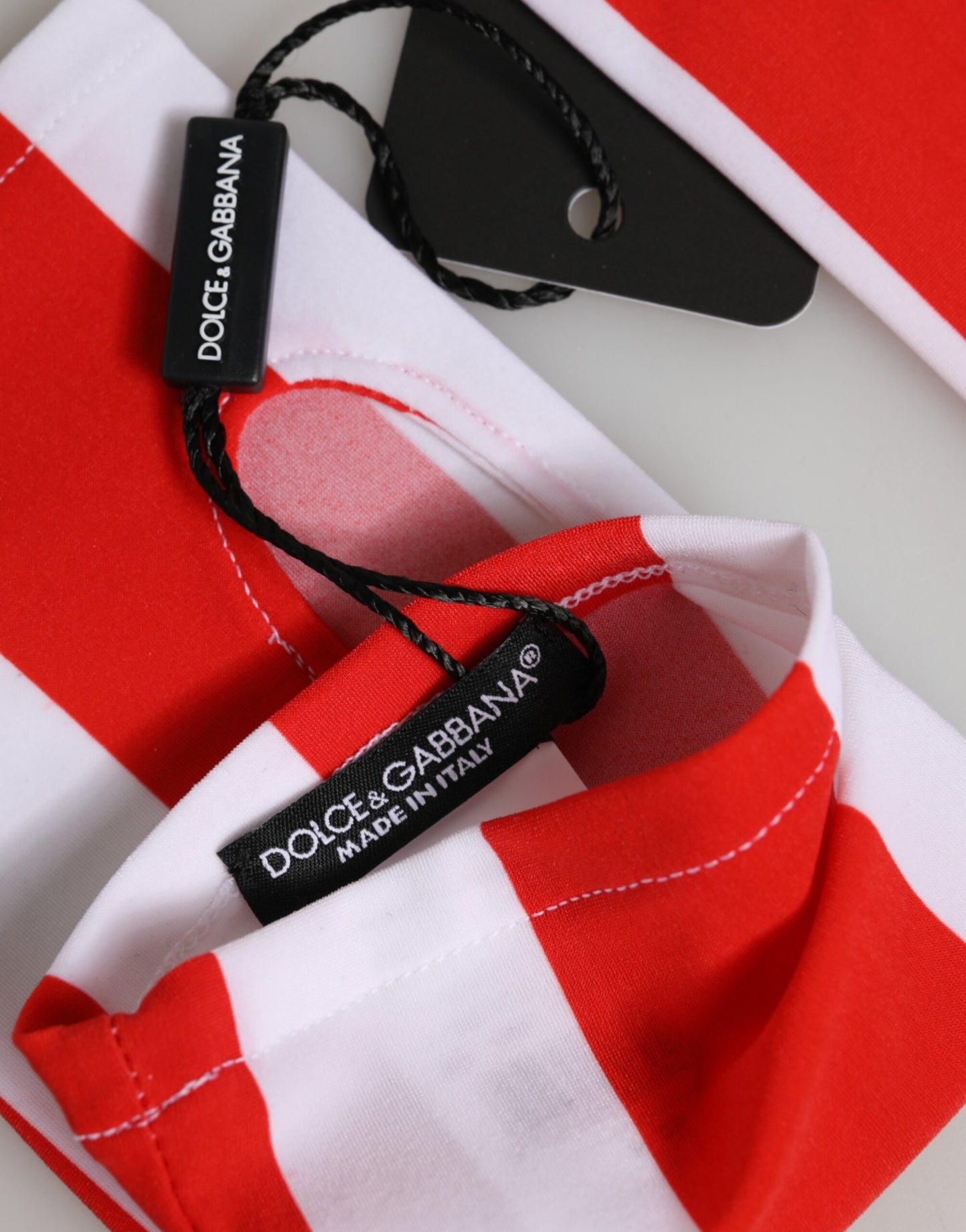Dolce & Gabbana Red White Nylon Fingerless Wrist Length Gloves Curated Luxury Accessories by Orvyn