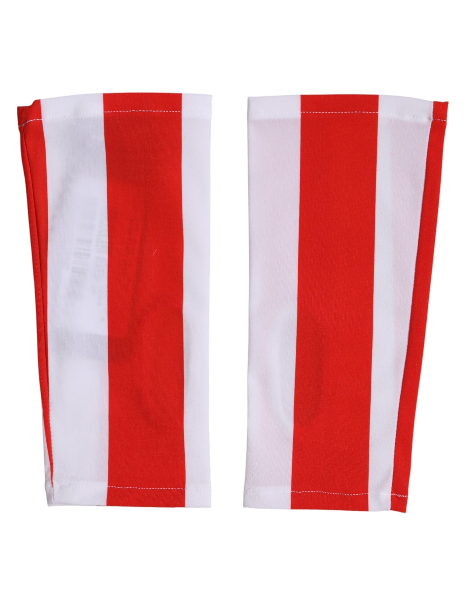 Dolce & Gabbana Red White Nylon Fingerless Wrist Length Gloves Curated Luxury Accessories by Orvyn
