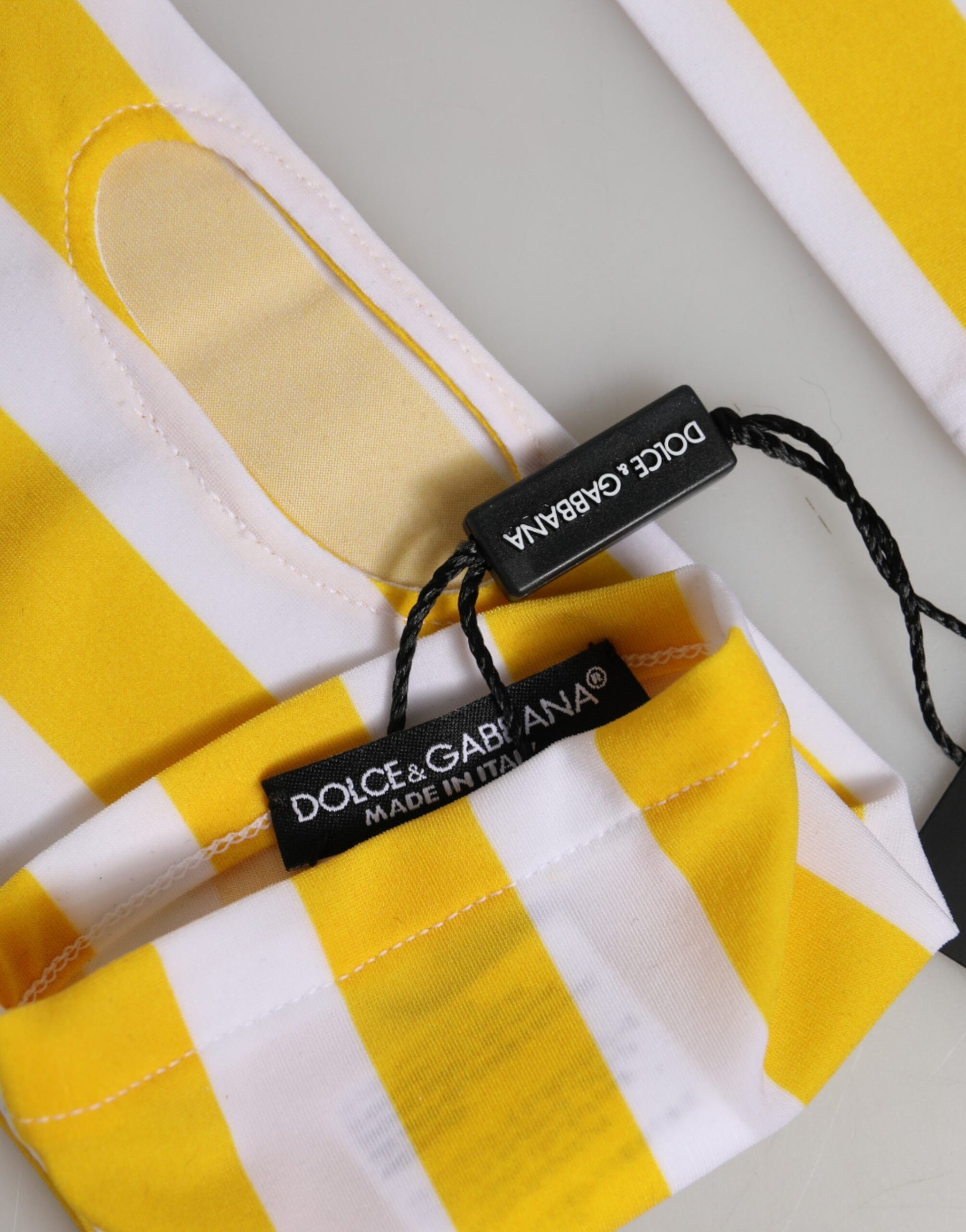 Dolce & Gabbana Yellow White Nylon Fingerless Wrist Length Gloves Curated Luxury Accessories by Orvyn