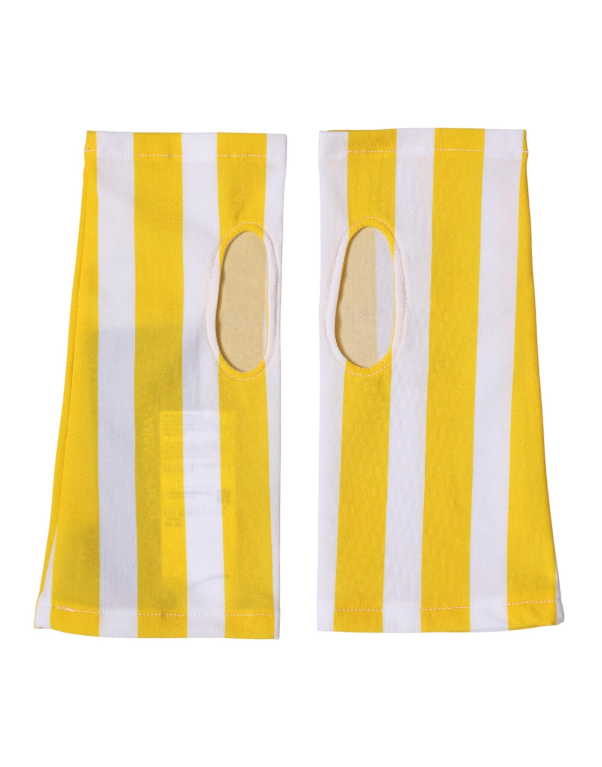 Dolce & Gabbana Yellow White Nylon Fingerless Wrist Length Gloves Curated Luxury Accessories by Orvyn