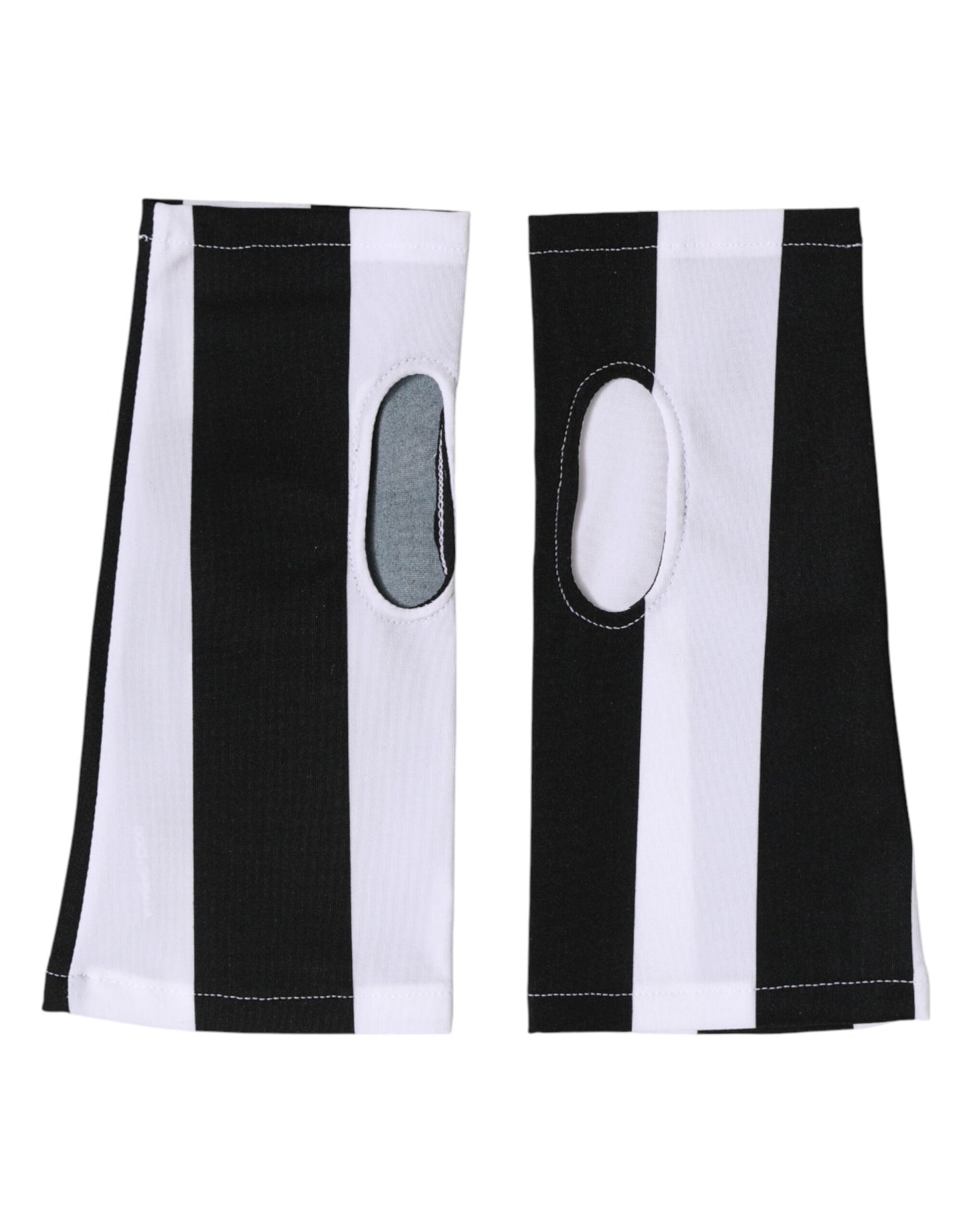 Dolce & Gabbana Black White Nylon Fingerless Wrist Length Gloves Curated Luxury Accessories by Orvyn