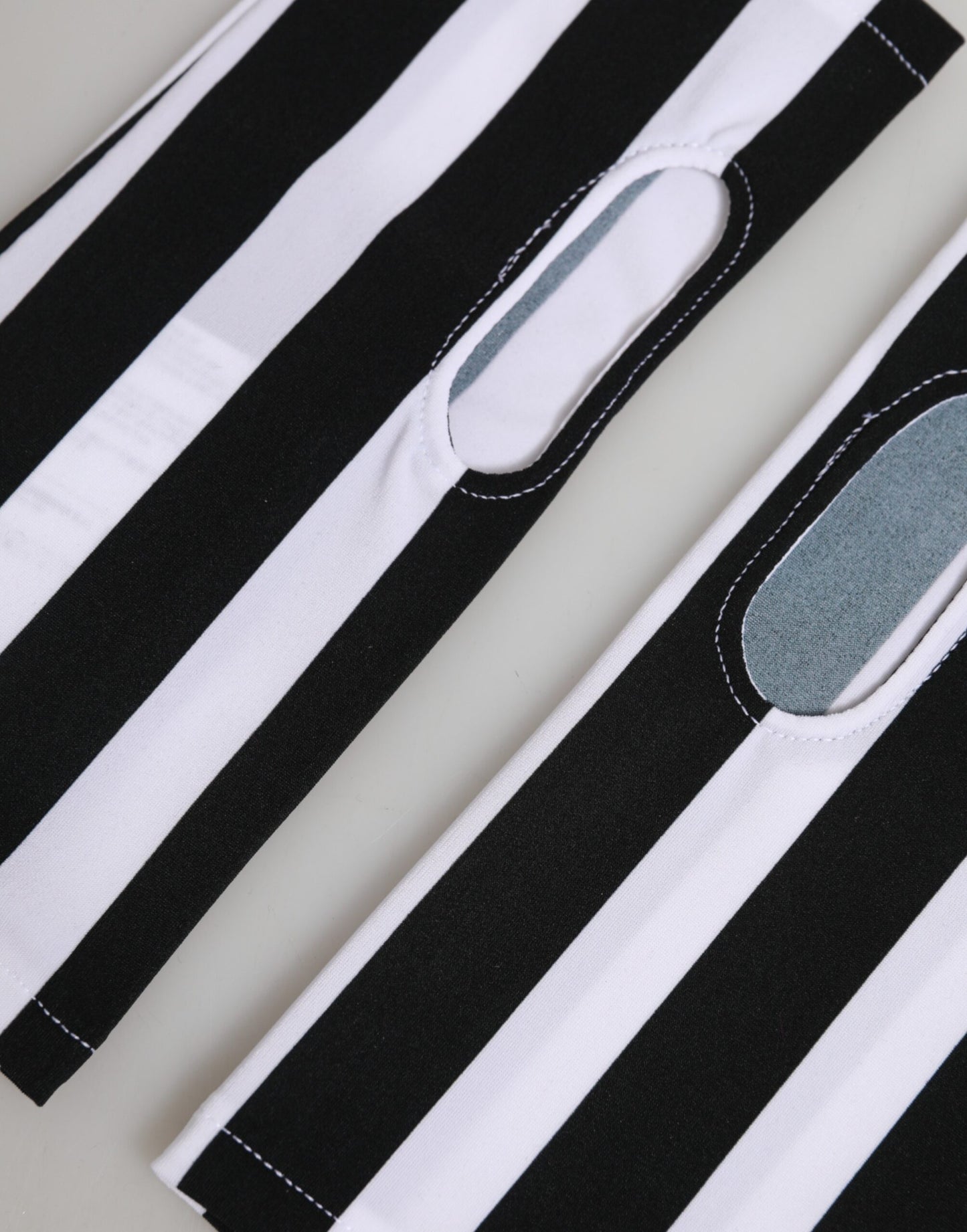 Dolce & Gabbana Black White Nylon Fingerless Wrist Length Gloves Curated Luxury Accessories by Orvyn