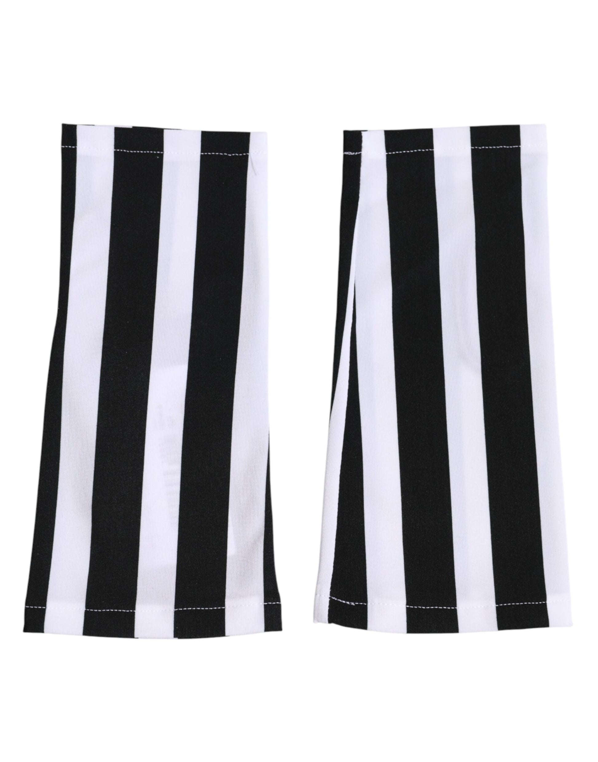 Dolce & Gabbana Black White Nylon Fingerless Wrist Length Gloves Curated Luxury Accessories by Orvyn