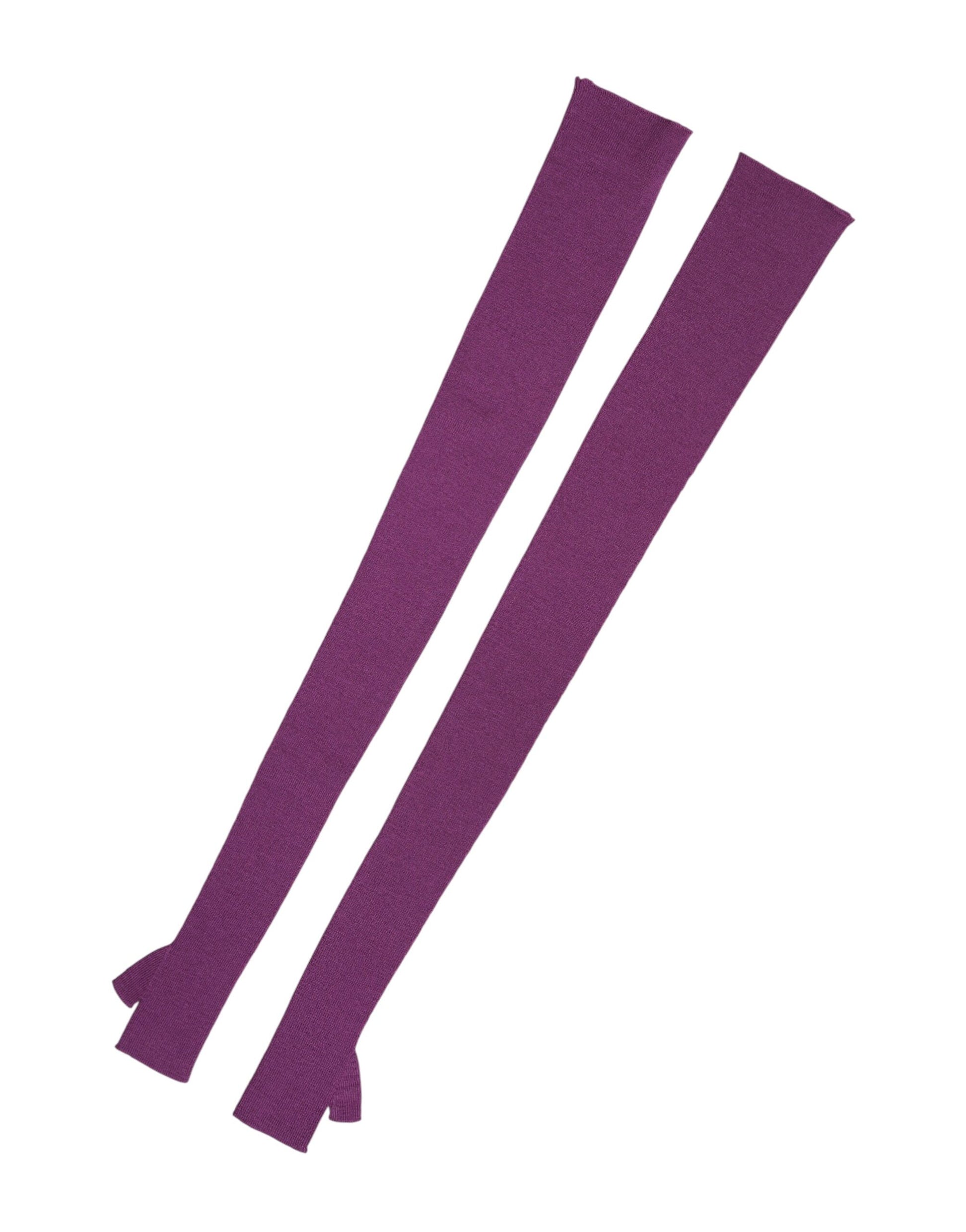 Dolce & Gabbana Purple Wool Fingerless Elbow Length Women One Size Gloves Curated Luxury Accessories by Orvyn