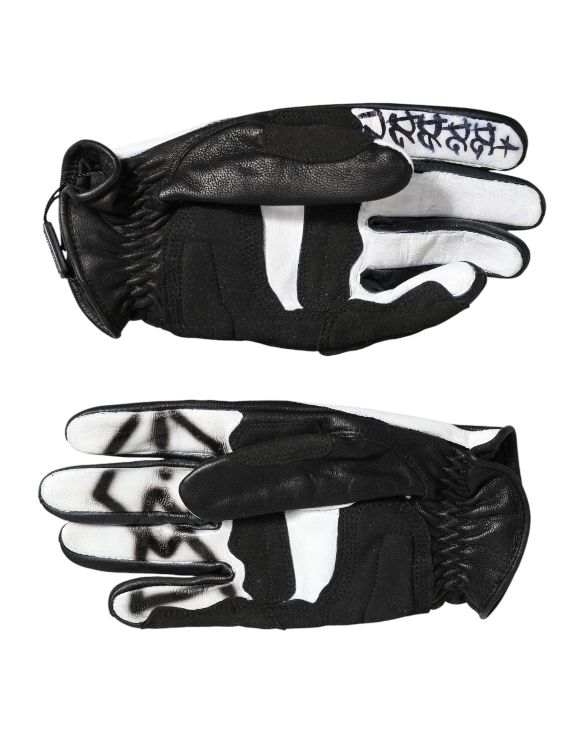 Dolce & Gabbana Gloves Black White Crystal Wrist Length Mitten Gloves Curated Luxury Accessories by Orvyn