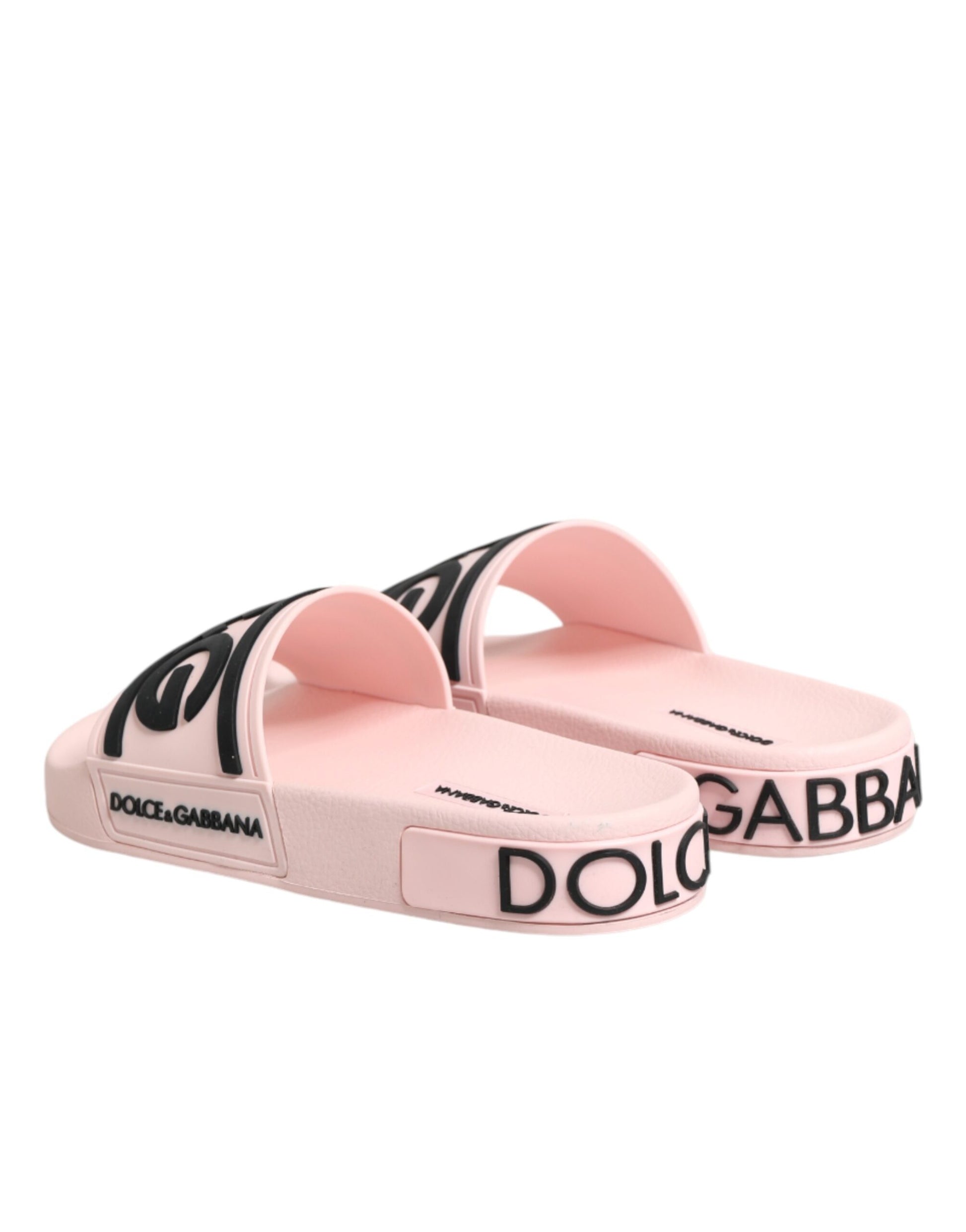 Dolce & Gabbana Pink Rubber Slides Sandals Beachwear Shoes Curated Luxury Accessories by Orvyn