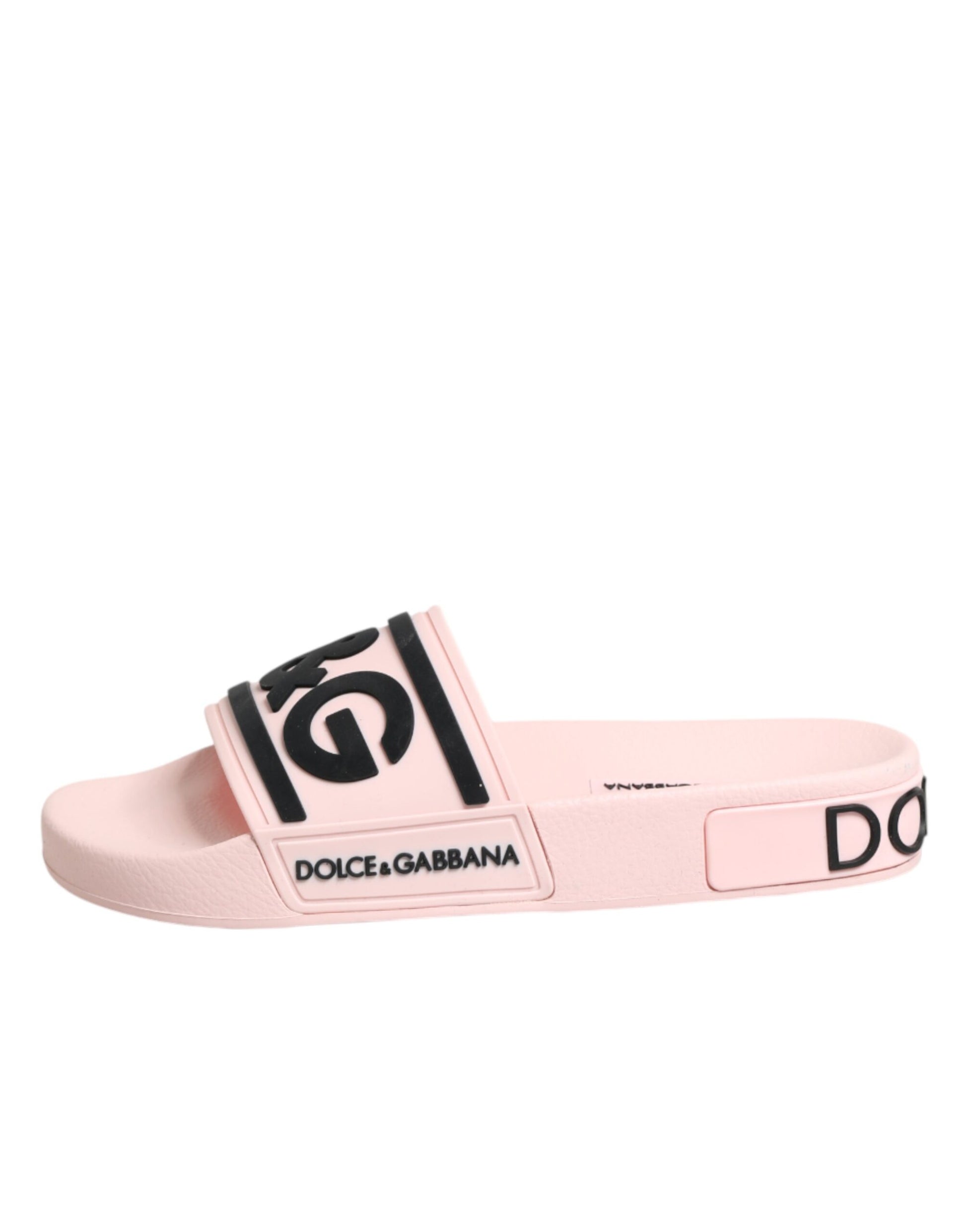 Dolce & Gabbana Pink Rubber Slides Sandals Beachwear Shoes Curated Luxury Accessories by Orvyn