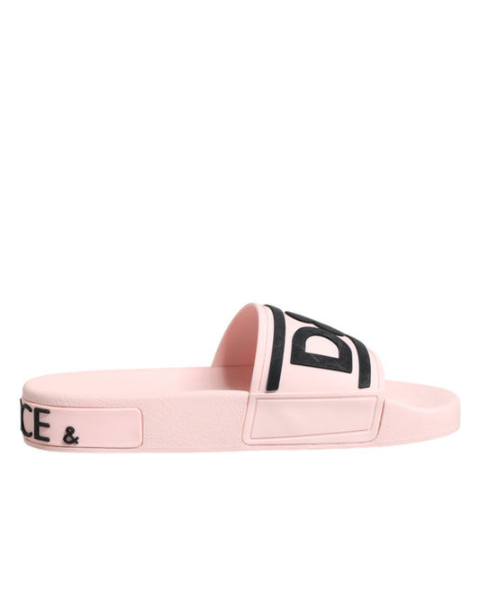 Dolce & Gabbana Pink Rubber Slides Sandals Beachwear Shoes Curated Luxury Accessories by Orvyn