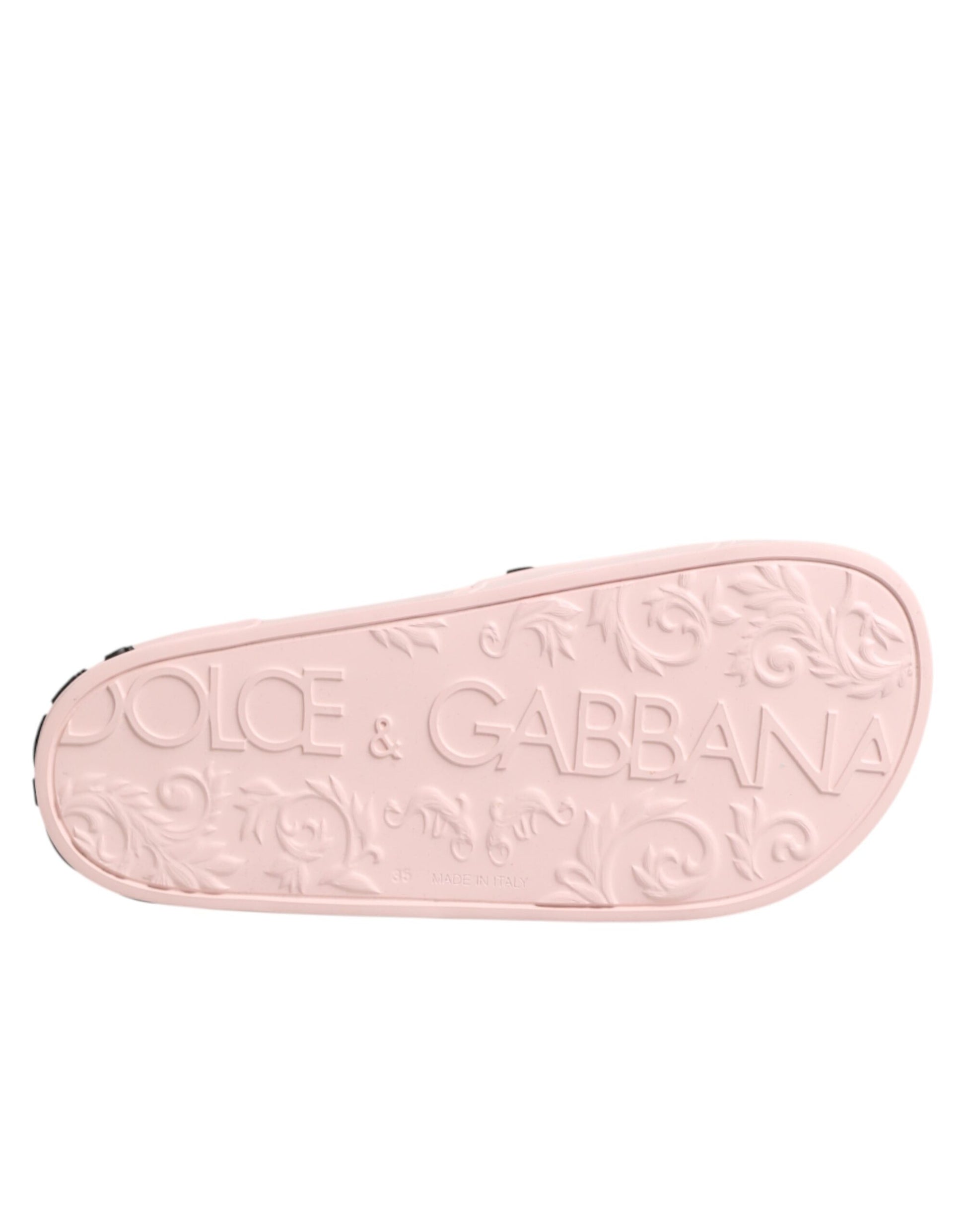 Dolce & Gabbana Pink Rubber Slides Sandals Beachwear Shoes Curated Luxury Accessories by Orvyn