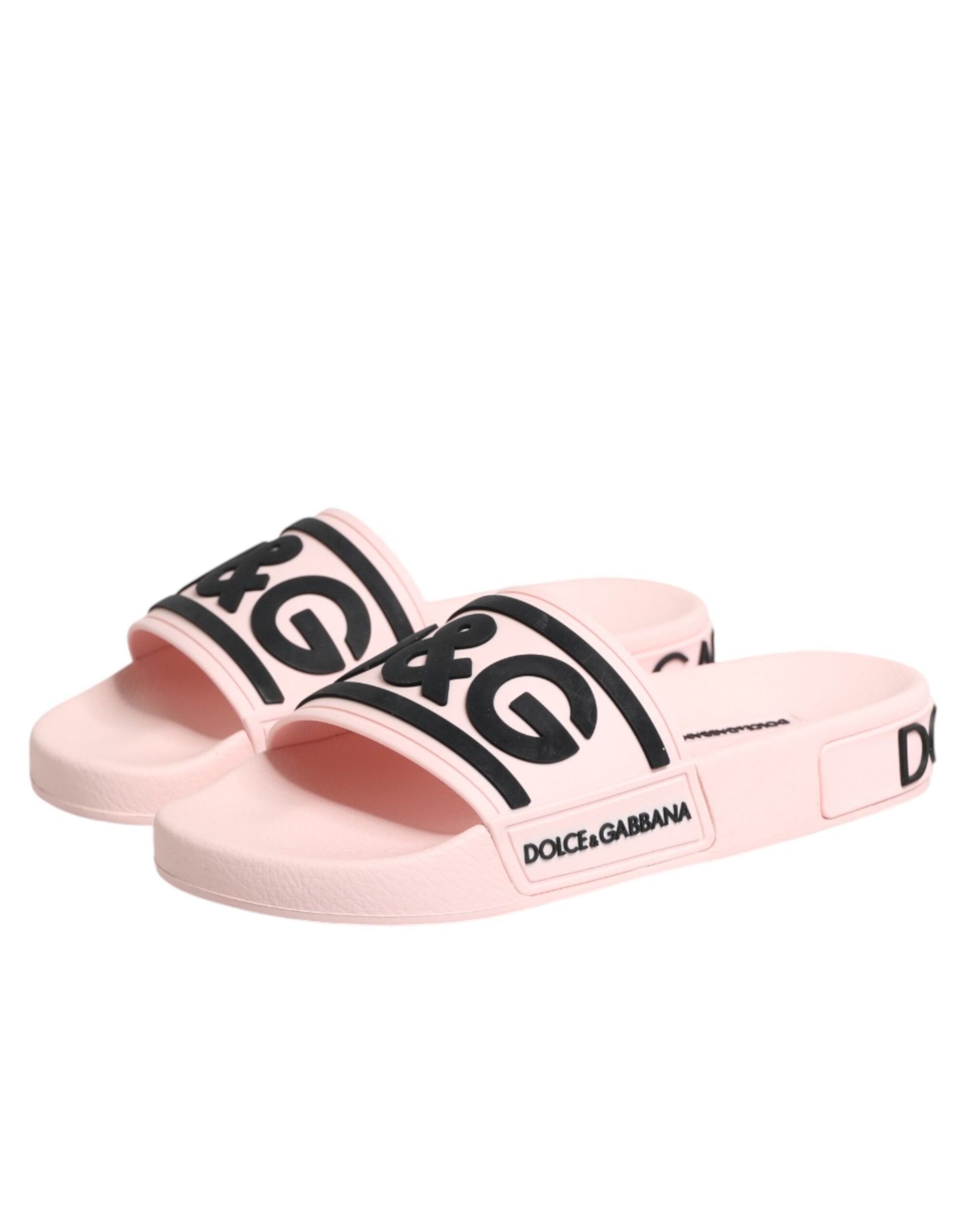 Dolce & Gabbana Pink Rubber Slides Sandals Beachwear Shoes Curated Luxury Accessories by Orvyn