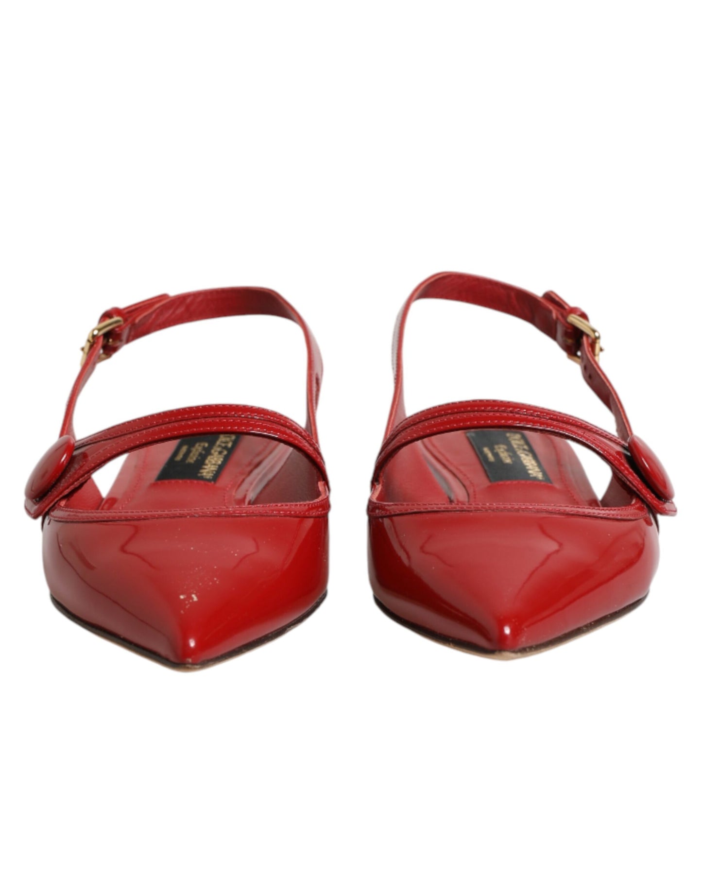Dolce & Gabbana Red Leather Slingback Flats Sandals Shoes Curated Luxury Accessories by Orvyn