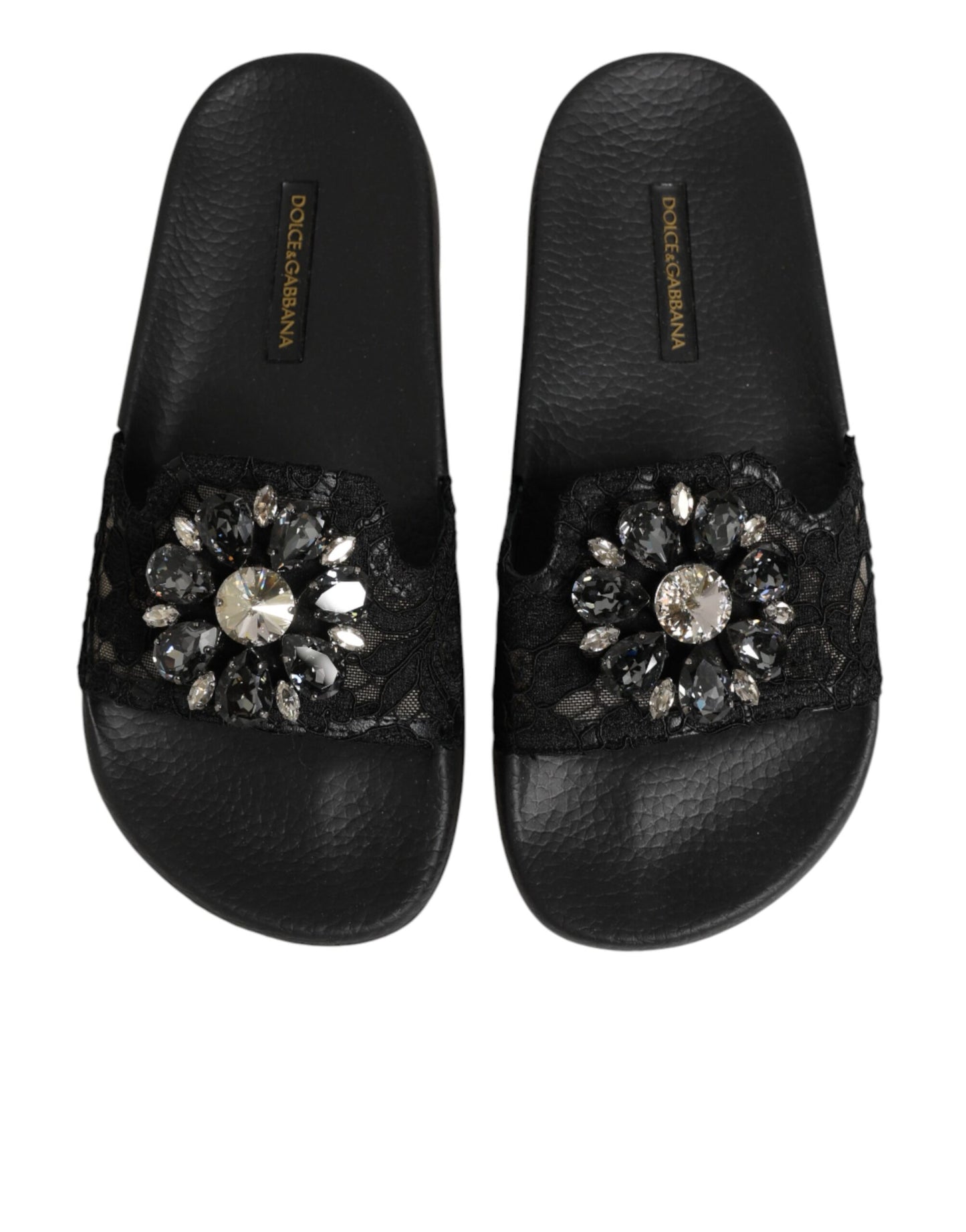 Dolce & Gabbana Black Devotion Matelassé Leather Slides Shoes Curated Luxury Accessories by Orvyn