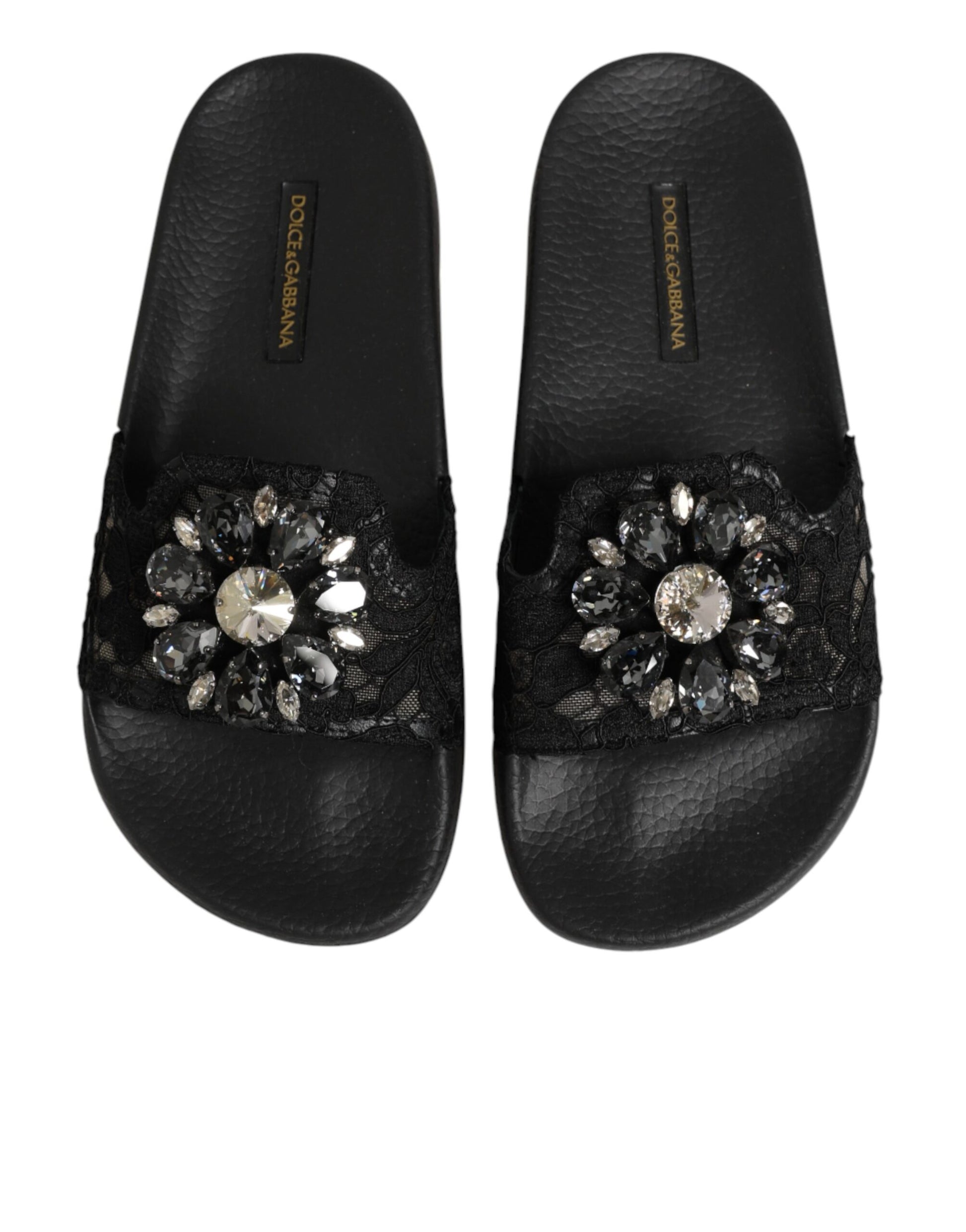 Dolce & Gabbana Black Devotion Matelassé Leather Slides Shoes Curated Luxury Accessories by Orvyn