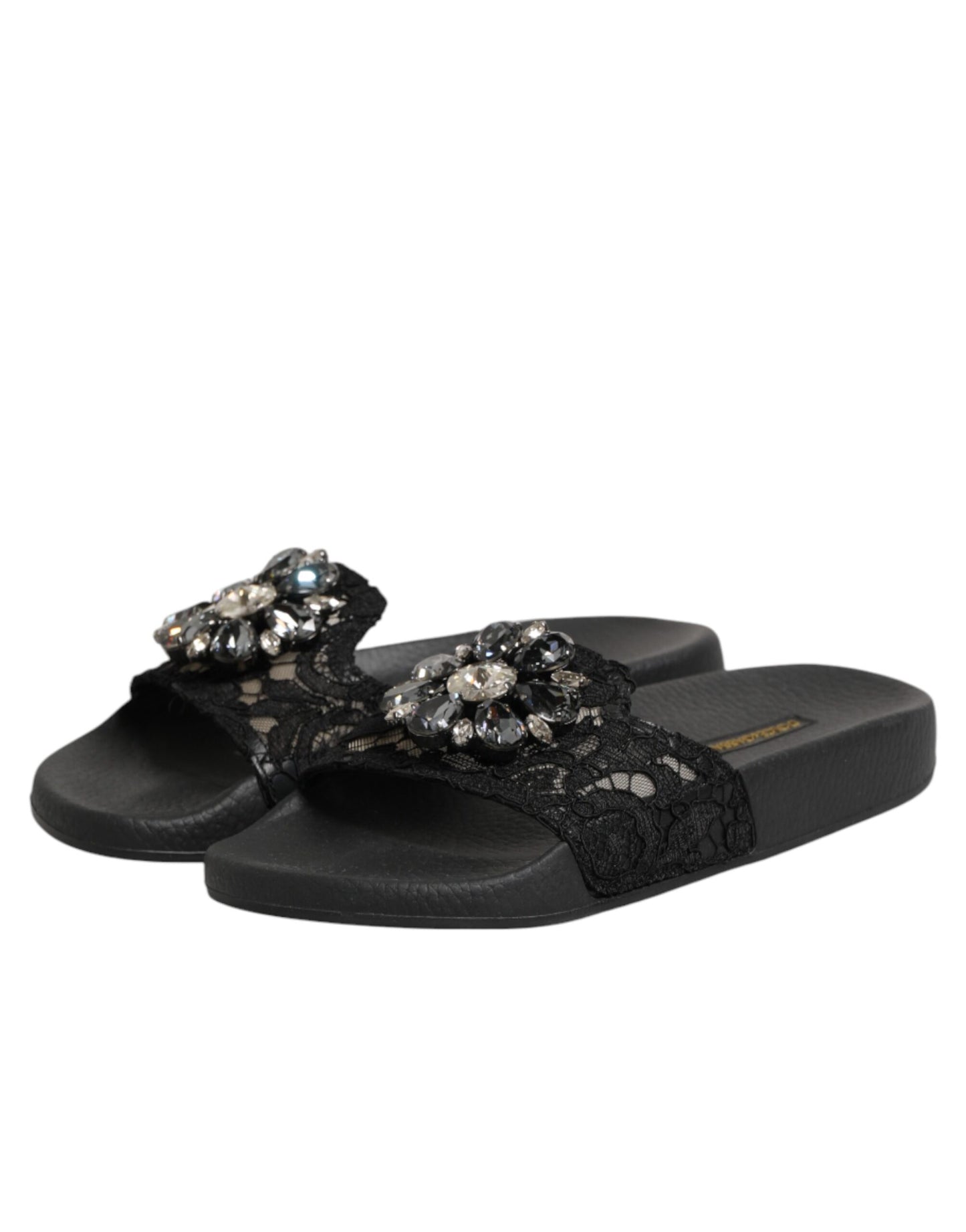 Dolce & Gabbana Black Devotion Matelassé Leather Slides Shoes Curated Luxury Accessories by Orvyn