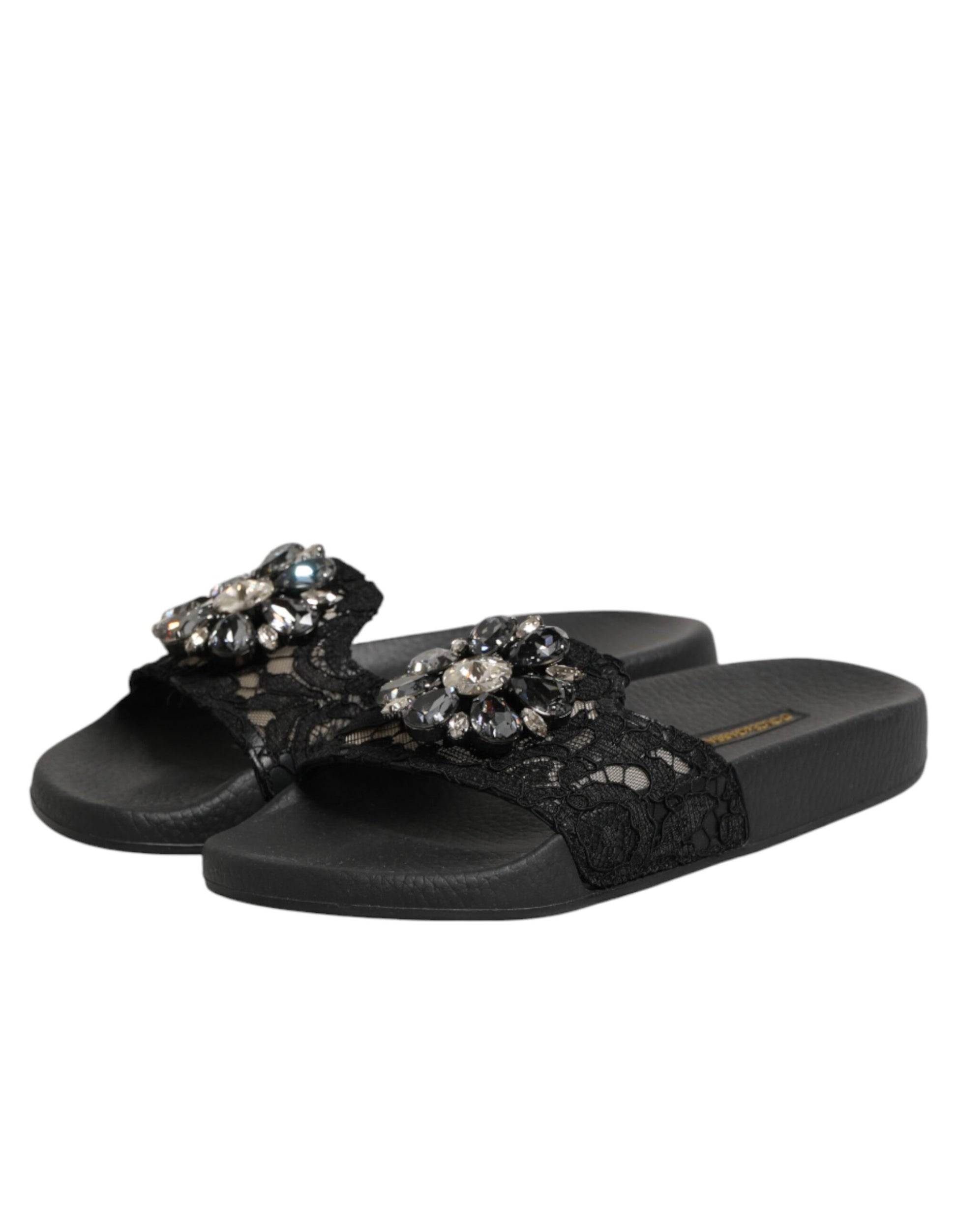 Dolce & Gabbana Black Devotion Matelassé Leather Slides Shoes Curated Luxury Accessories by Orvyn